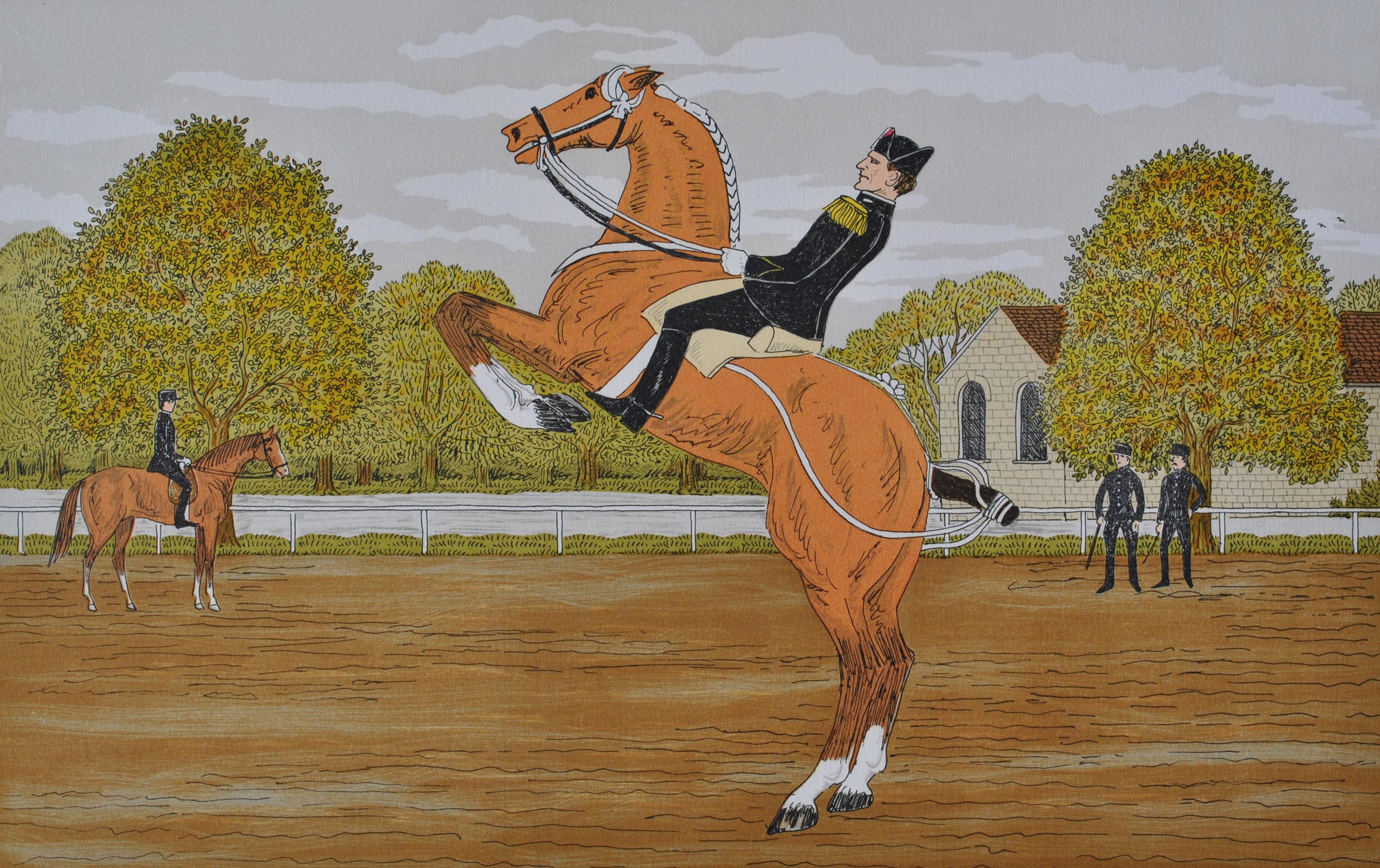 Cavallo: Scuola di Cavalleria - Litografia originale, firmata a mano & Ltd /50 - Print Moderno di Vincent Haddelsey