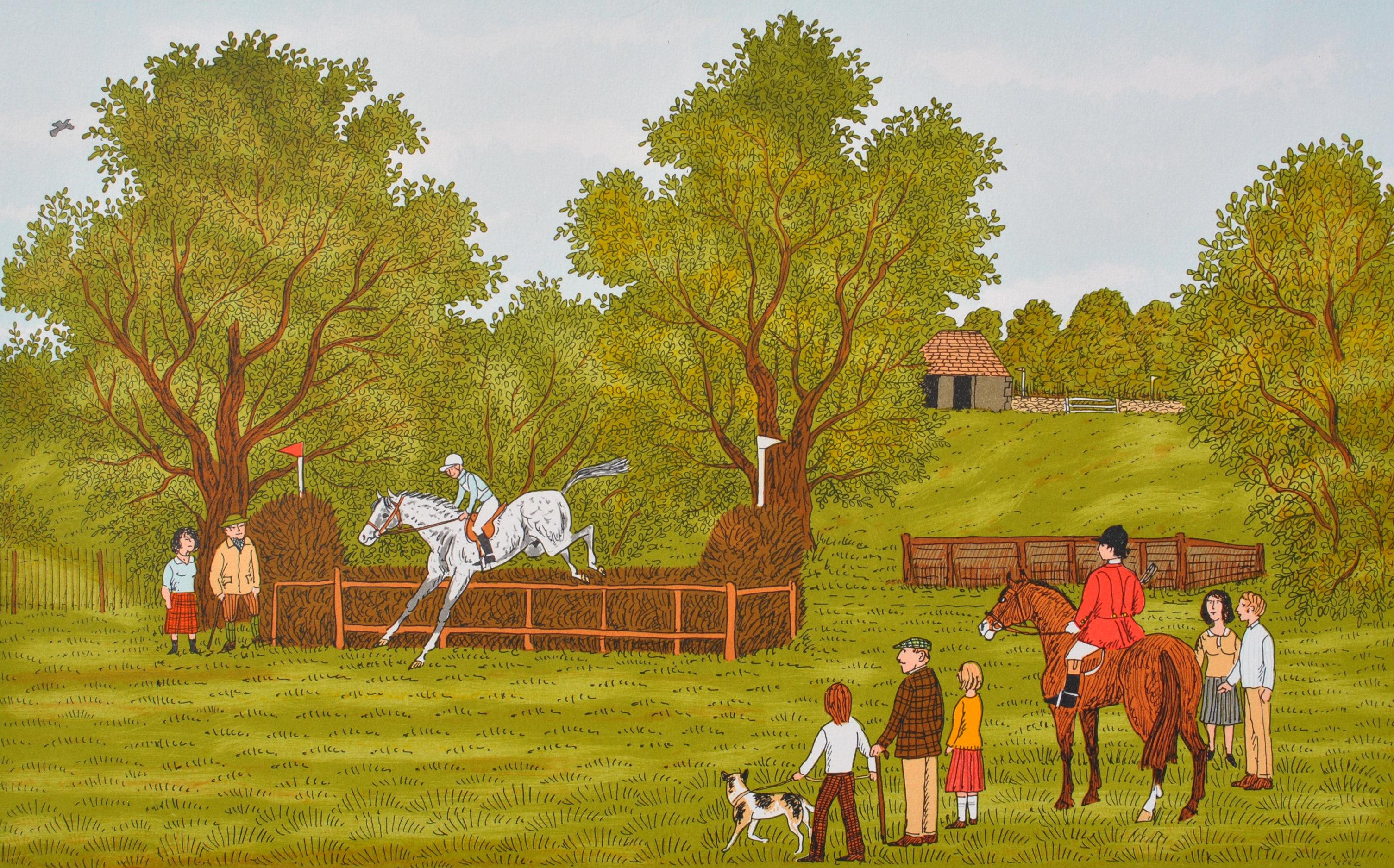 Horse : Countryside training - Lithographie originale, signée à la main et Ltd /100 - Moderne Print par Vincent Haddelsey