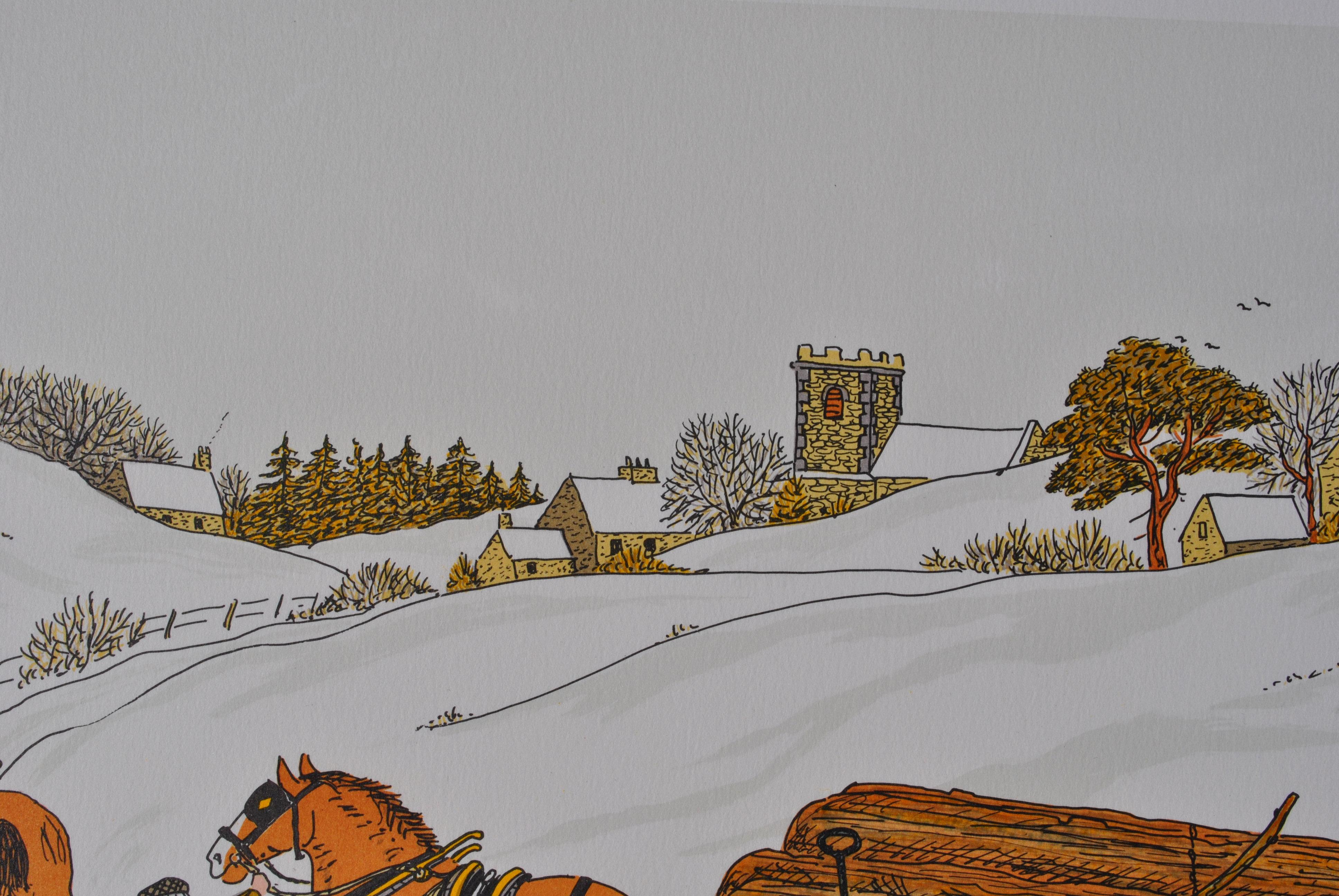 Horse :  Hitching In Winter - Original Lithograph, HANDSIGNED & Ltd /100 For Sale 5
