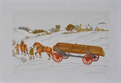 Pferd :  Hitching In Winter – Originallithographie, HANDSIGNED & Ltd /100