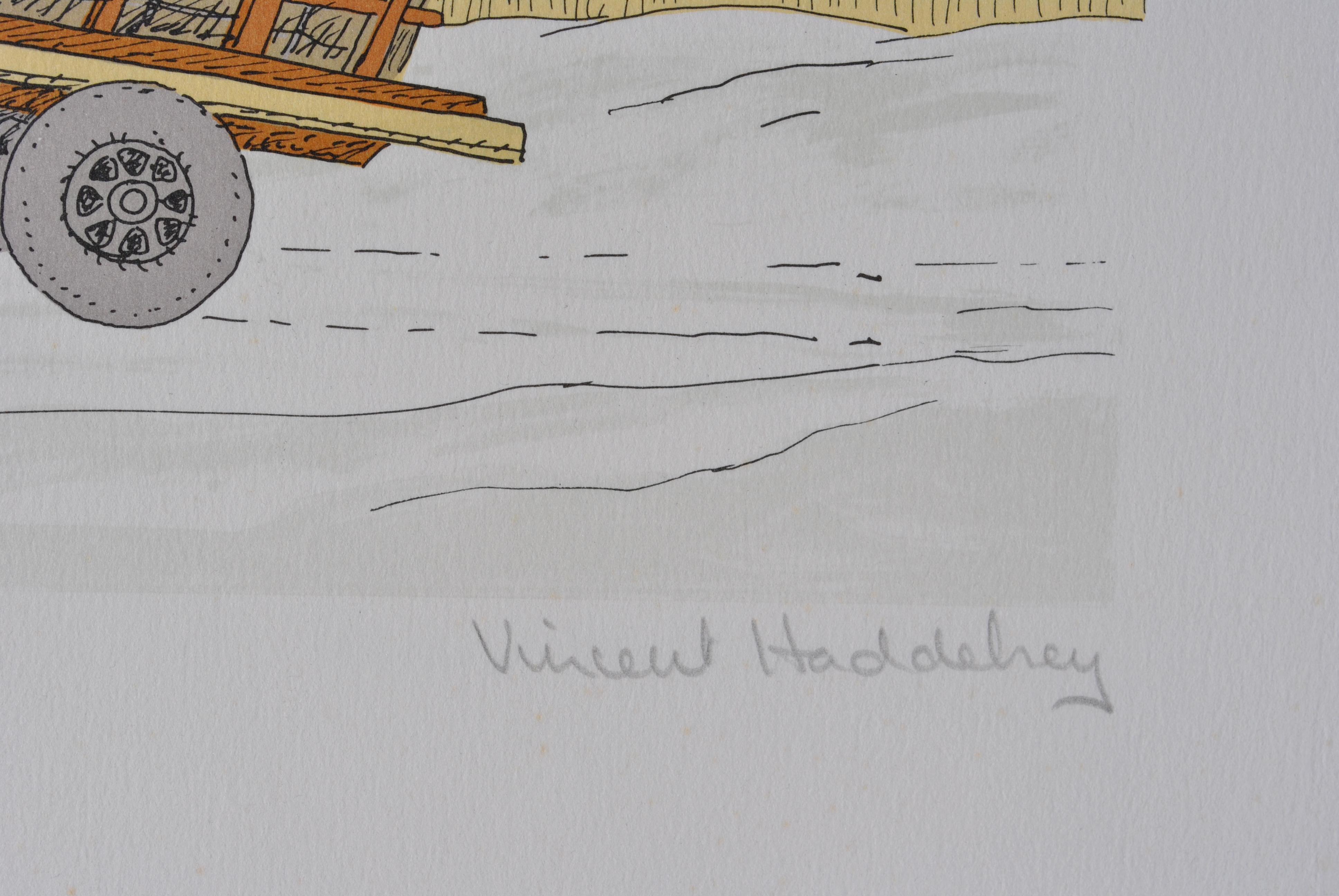 Horse : Hitching In Winter - Original Lithograph, HANDSIGNED & Ltd /100 - Modern Print by Vincent Haddelsey