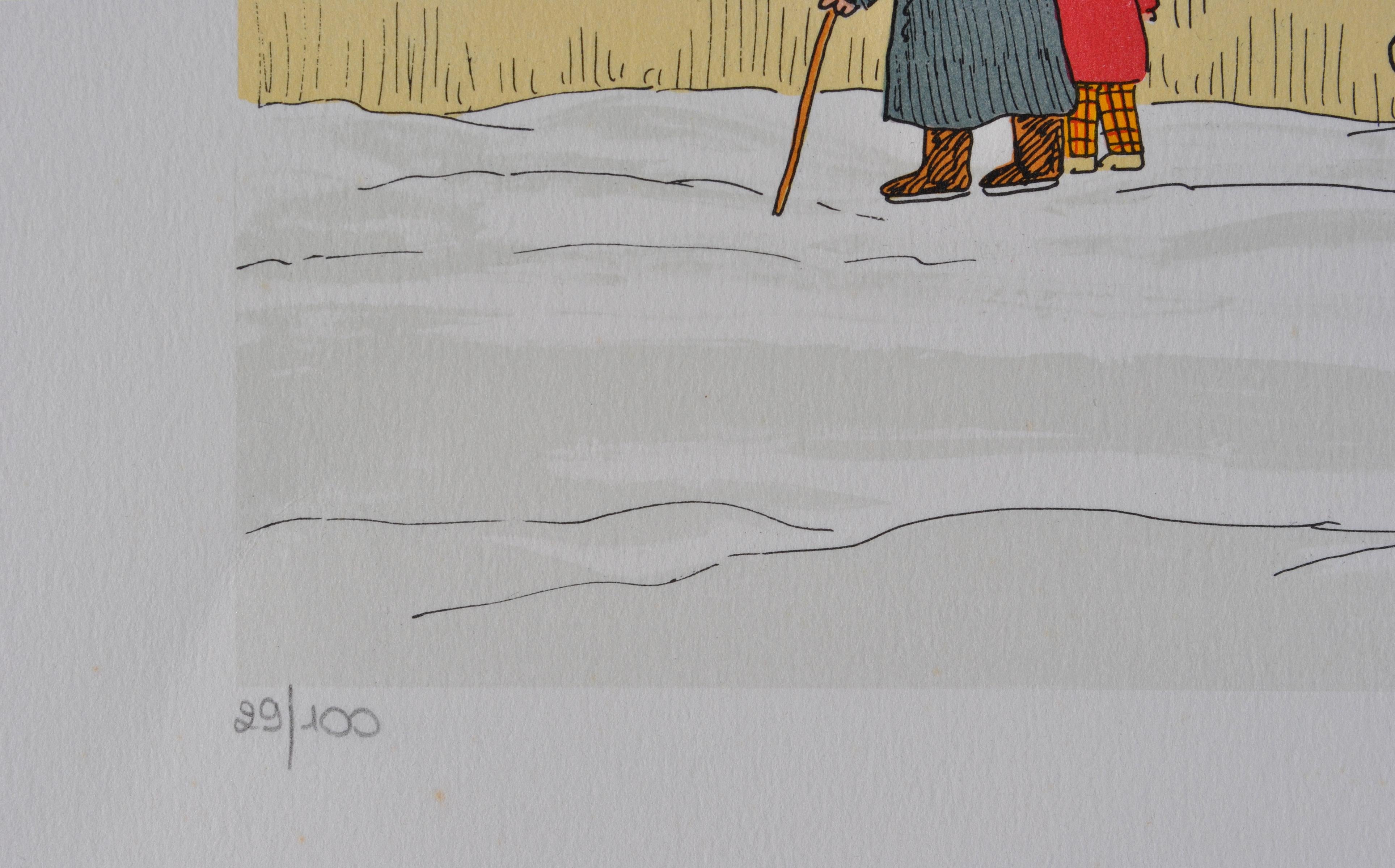 Vincent HADDELSEY (1934-2010)
Horse : Hitching In Winter, 1974

Original Lithograph
Handsigned in pencil
Numbered / 100
On Arches vellum 53 x 38 cm (c. 23 x 15 in)

Excellent condition