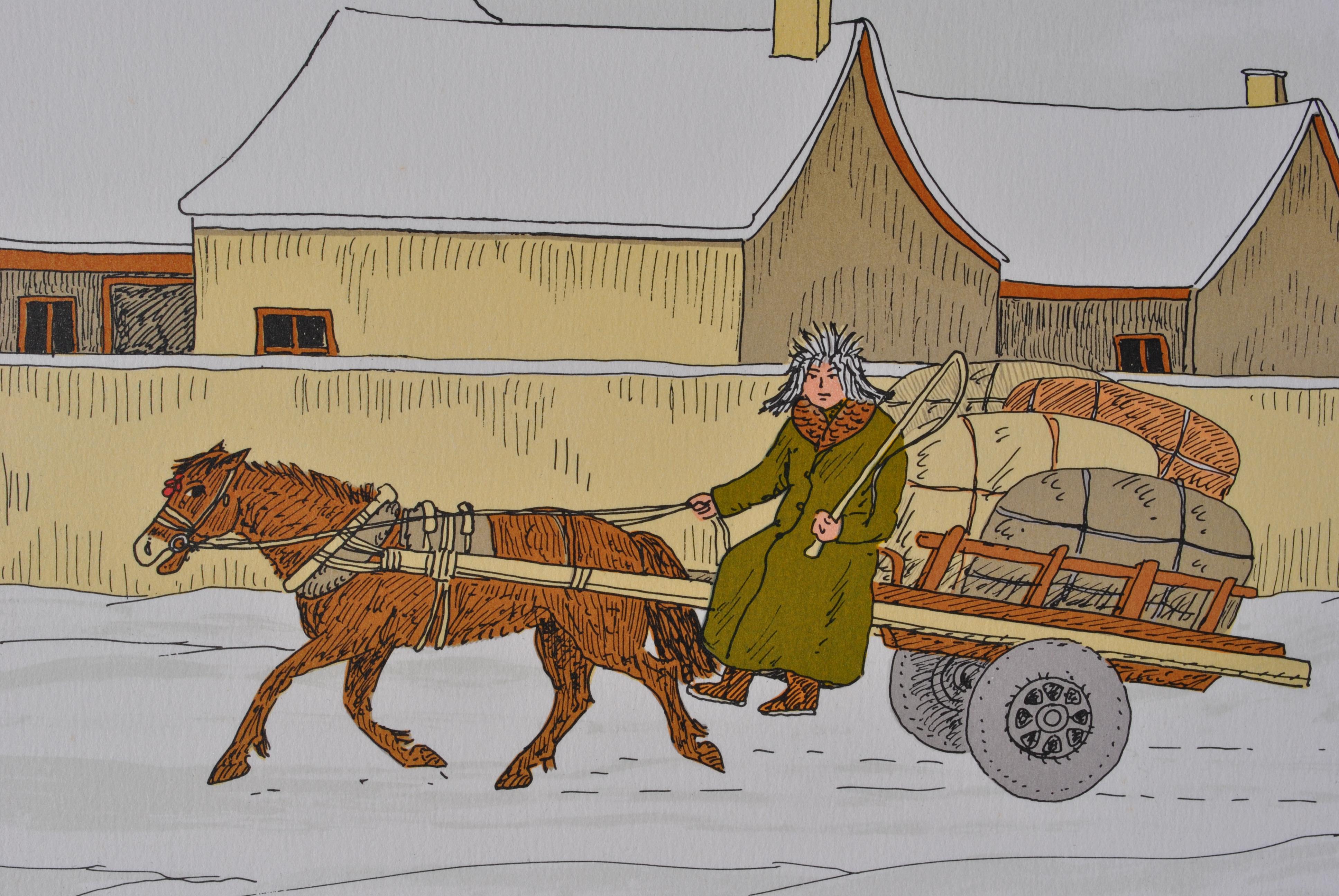 Horse : Hitching In Winter - Original Lithograph, HANDSIGNED & Ltd /100 For Sale 1