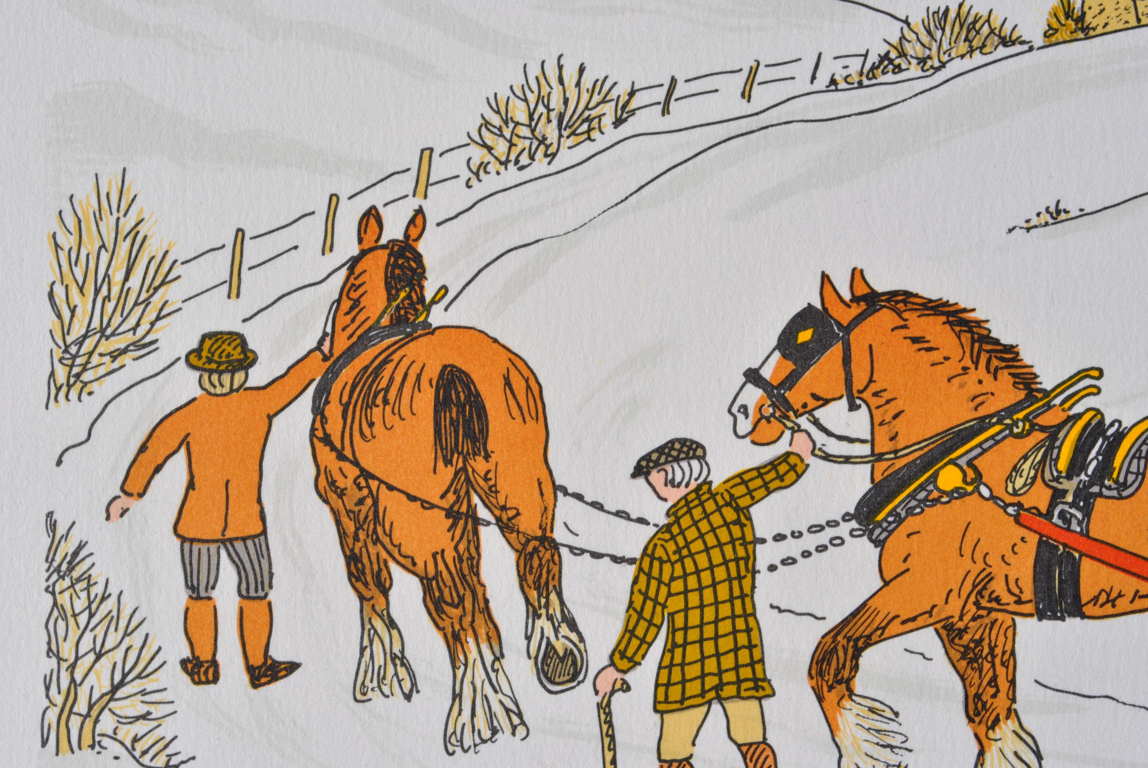 Horse :  Hitching In Winter - Original Lithograph, HANDSIGNED & Ltd /100 For Sale 1