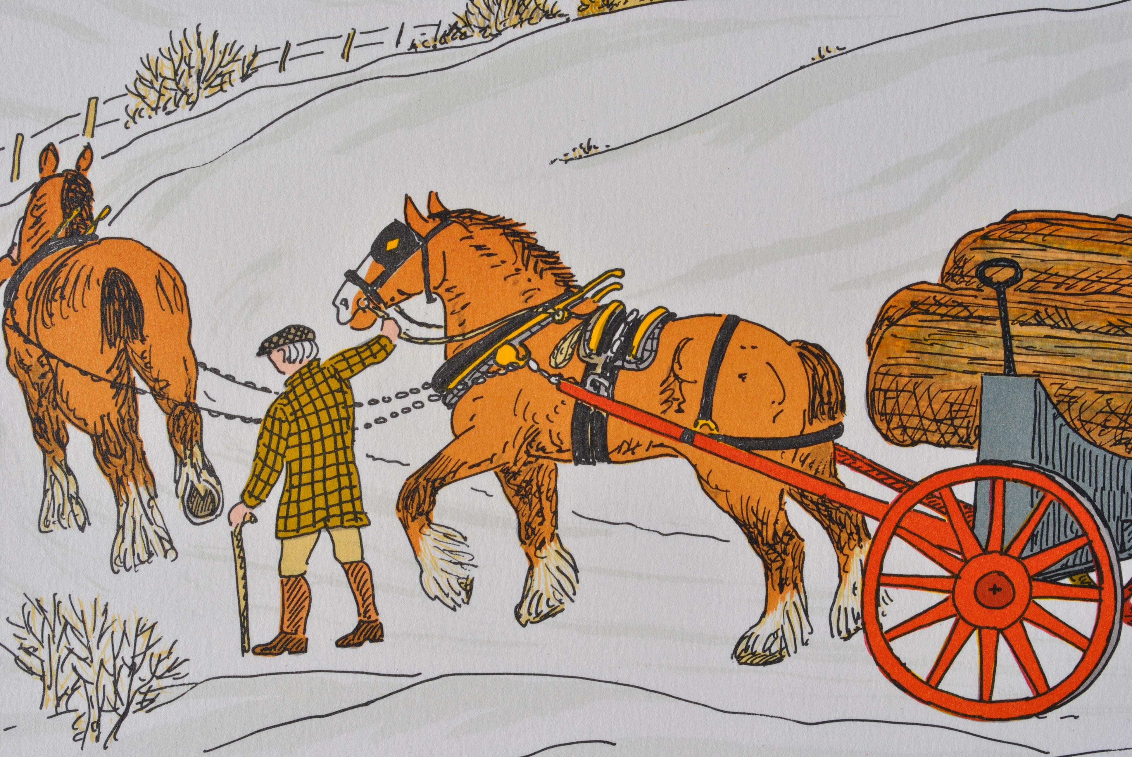 Horse :  Hitching In Winter - Original Lithograph, HANDSIGNED & Ltd /100 For Sale 2