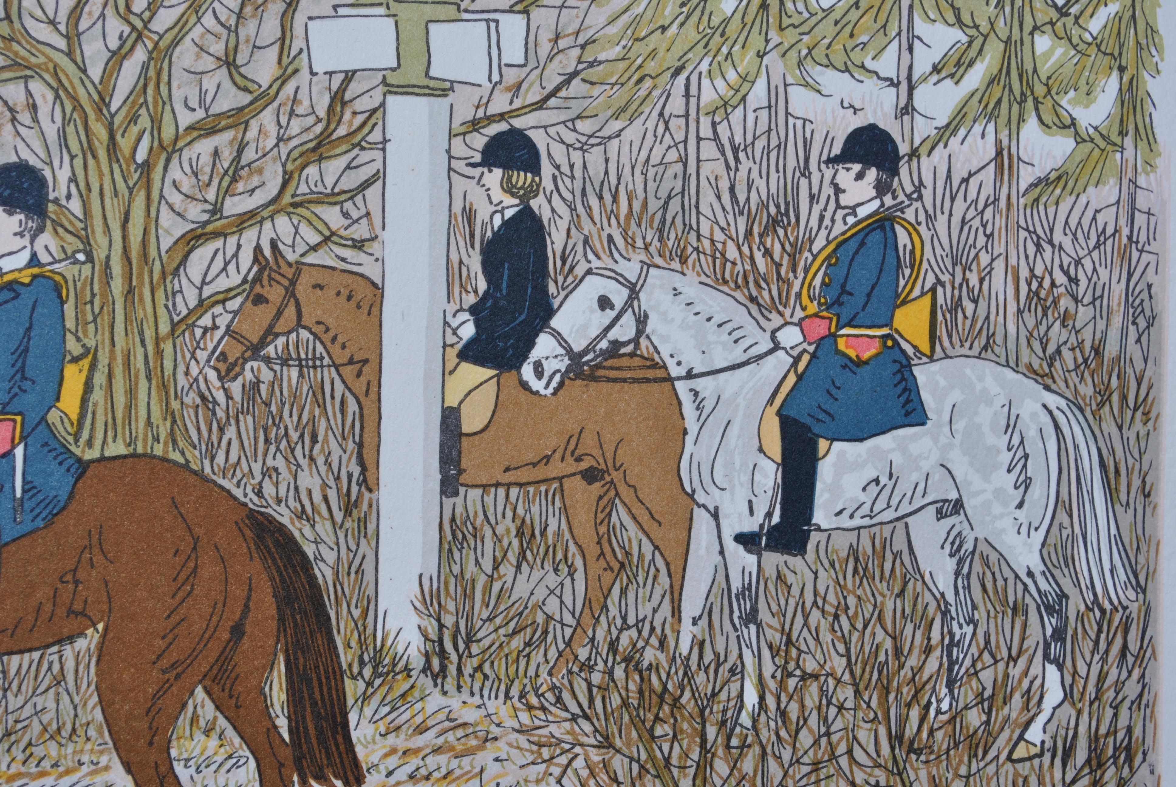 Cavallo :  Caccia con i segugi - Litografia originale, firmata a mano & Ltd /100 in vendita 4