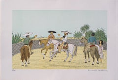 Cavallo: cavalieri messicani - Litografia originale, firmata a mano & Ltd /100