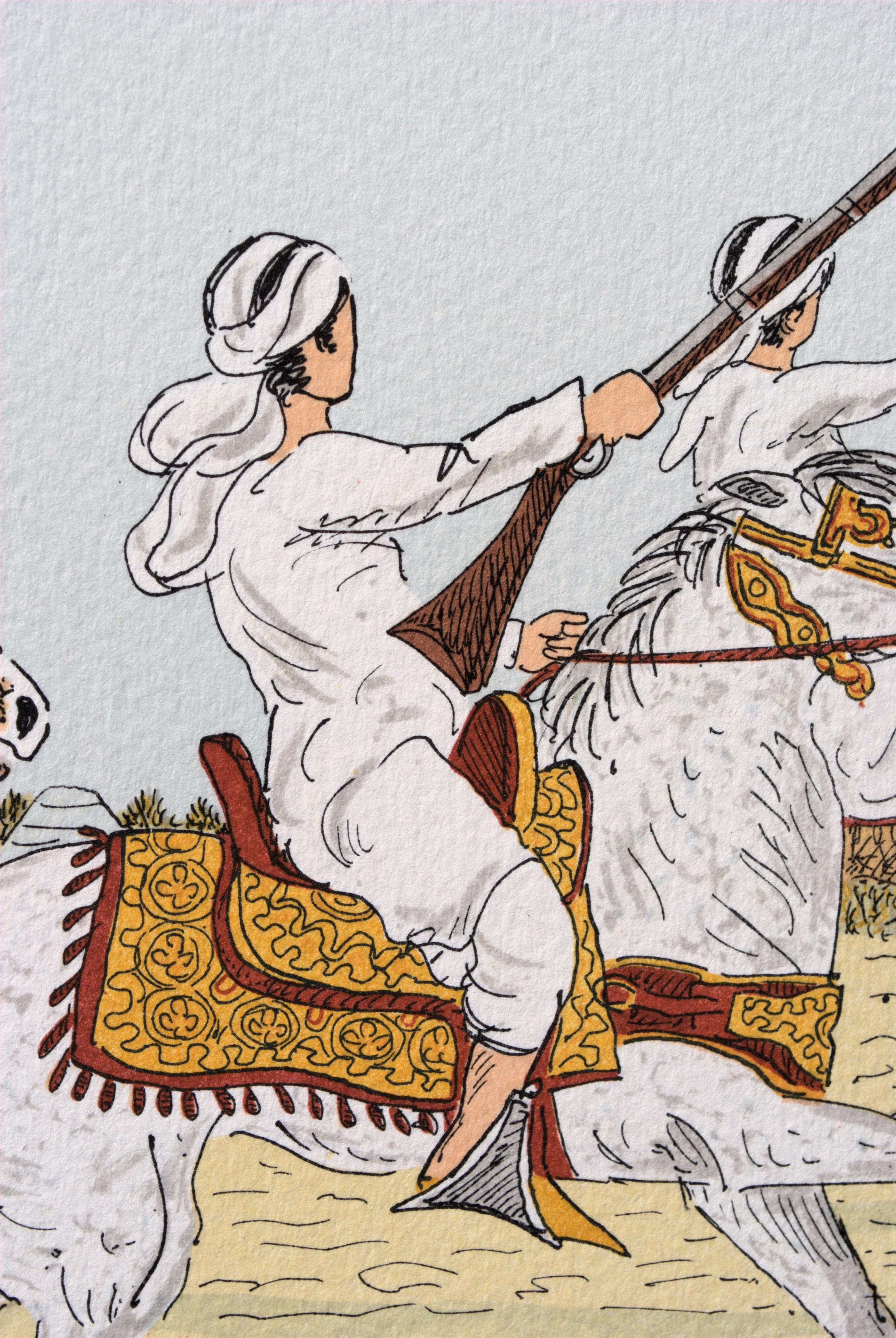 Caballo : Jinetes Marroquíes - Litografía Original, FIRMADA A MANO & Ltd /100 en venta 6