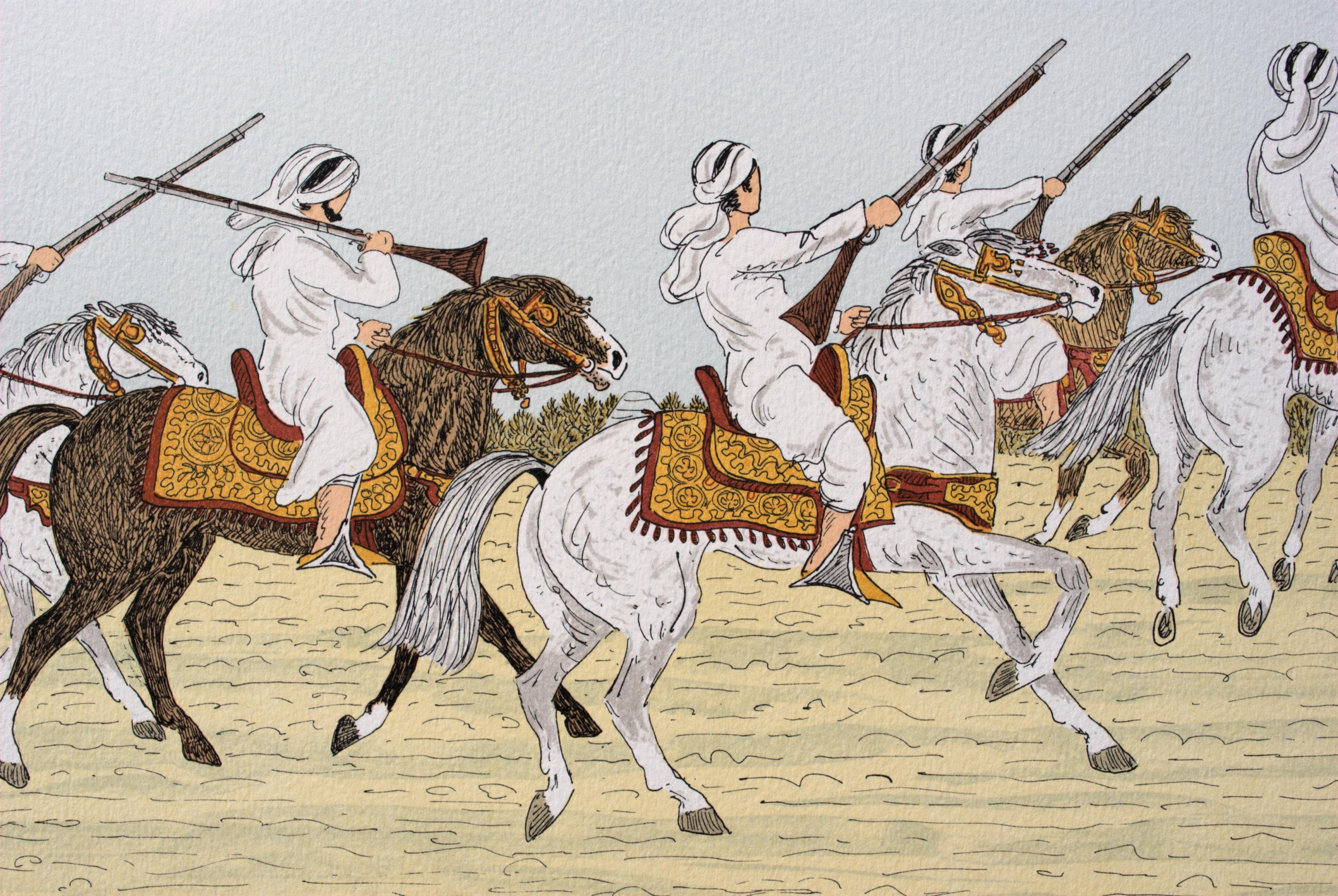 Caballo : Jinetes Marroquíes - Litografía Original, FIRMADA A MANO & Ltd /100 en venta 2