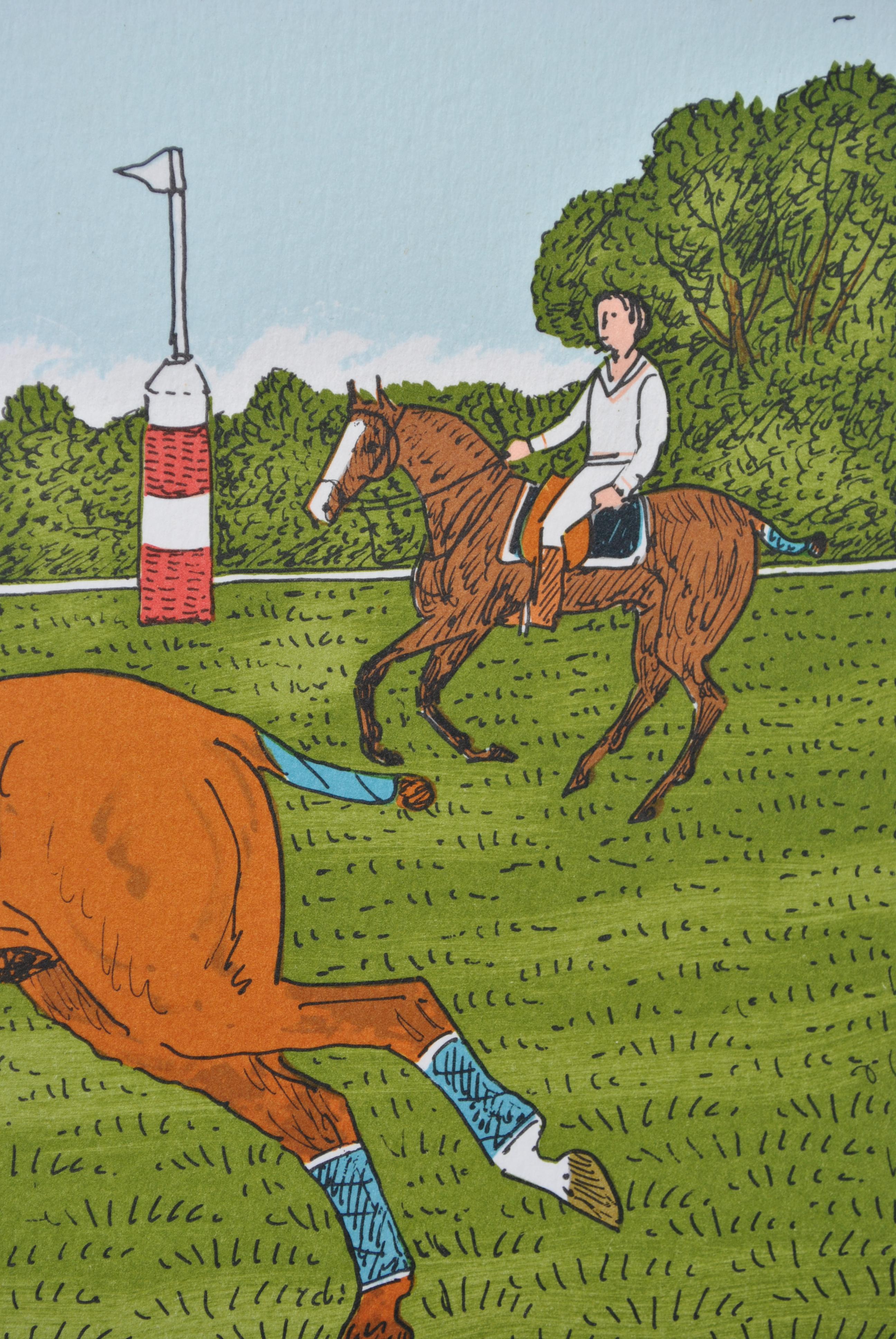 Cavallo: Gioco del Polo - Litografia originale, firmata a mano e Ltd /100 in vendita 5