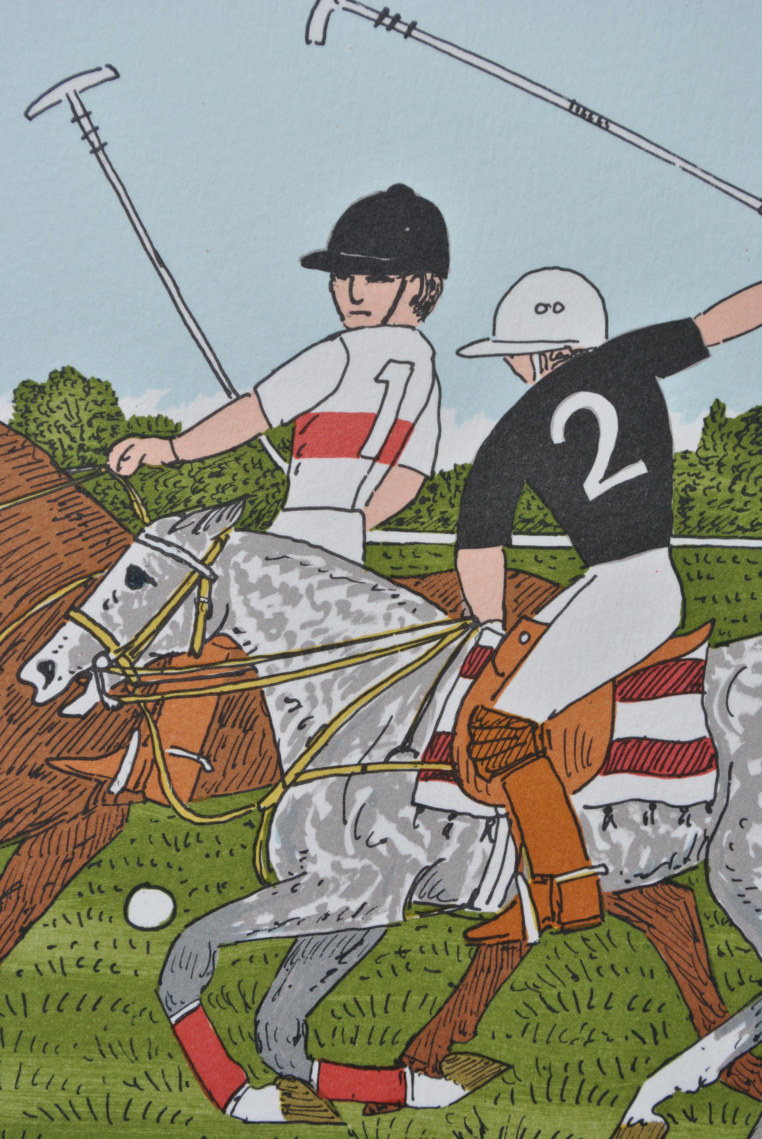 Cavallo: Gioco del Polo - Litografia originale, firmata a mano e Ltd /100 in vendita 4