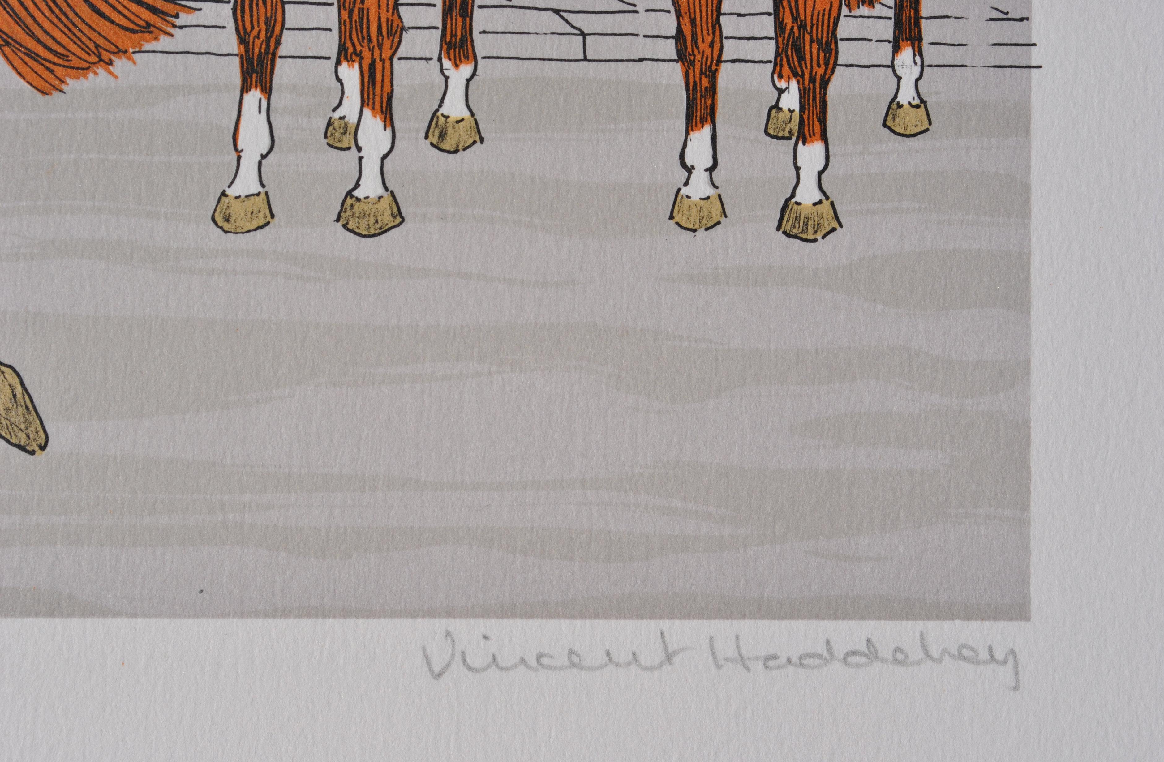 Caballo : La Guardia Republicana Francesa - Litografía Original, FIRMADA A MANO & Ltd /100 - Animal Print Gris de Vincent Haddelsey