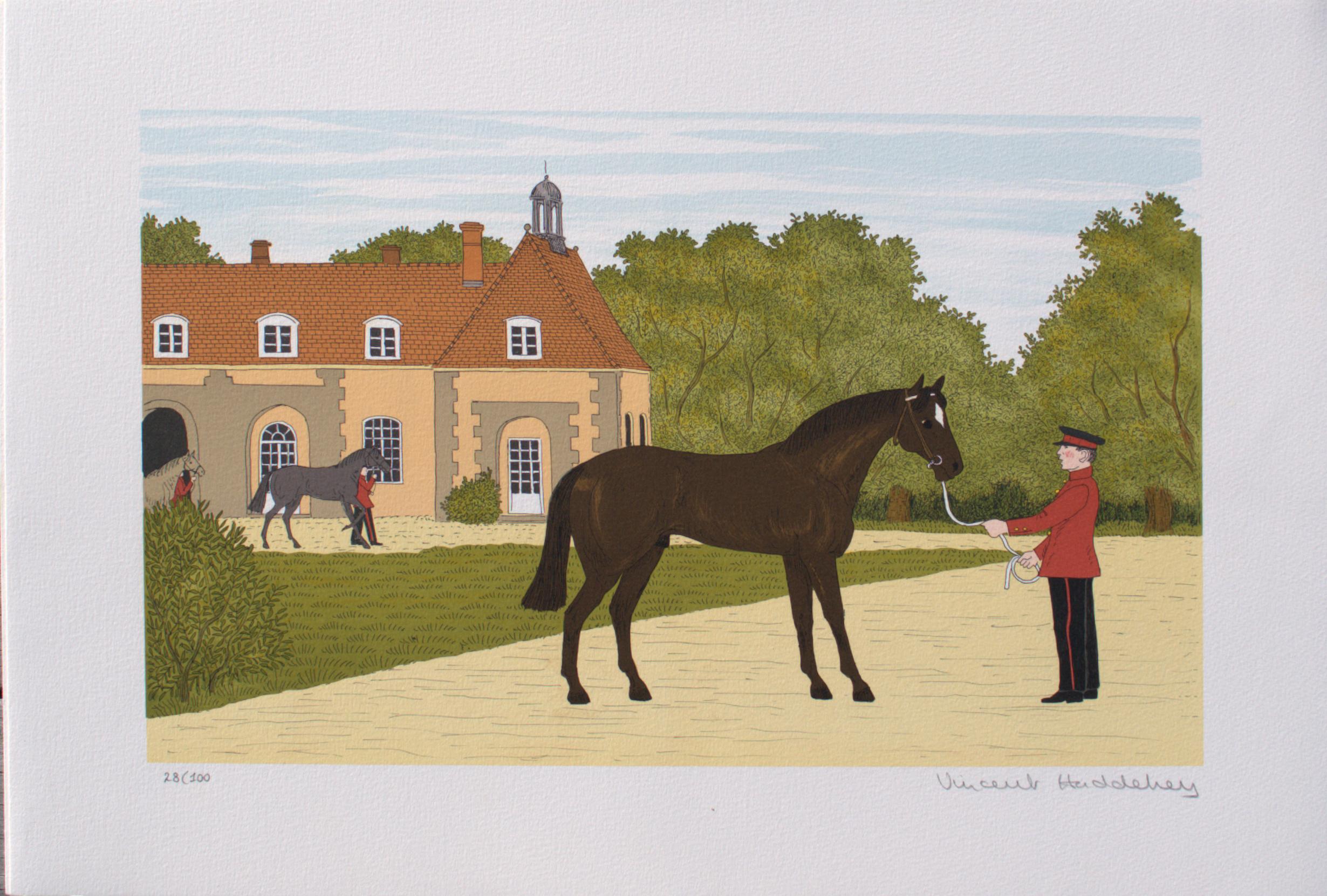 Caballo : El Talón - Litografía Original, FIRMADA A MANO & Ltd /100 - Print de Vincent Haddelsey