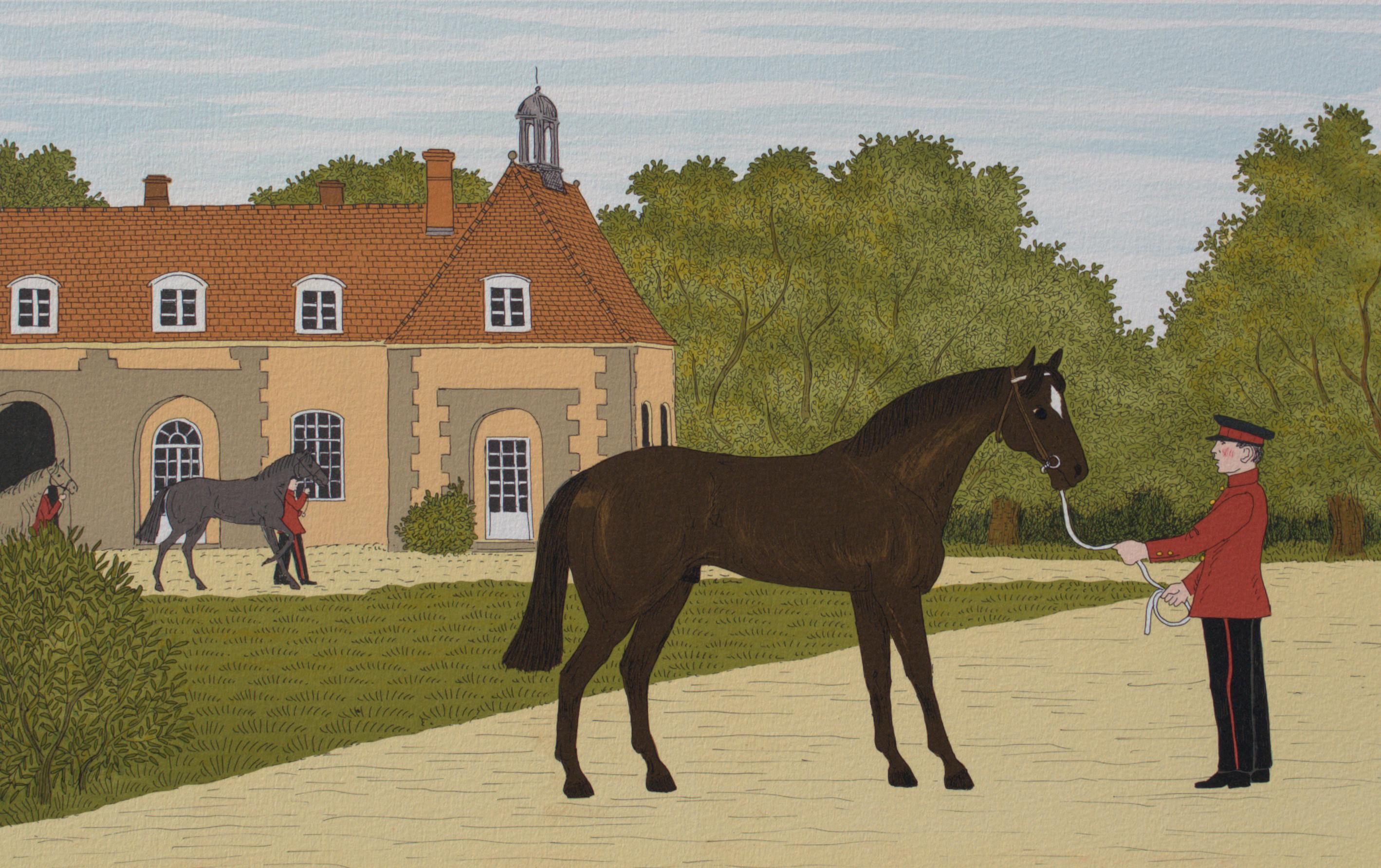 Caballo : El Talón - Litografía Original, FIRMADA A MANO & Ltd /100 - Print Moderno de Vincent Haddelsey