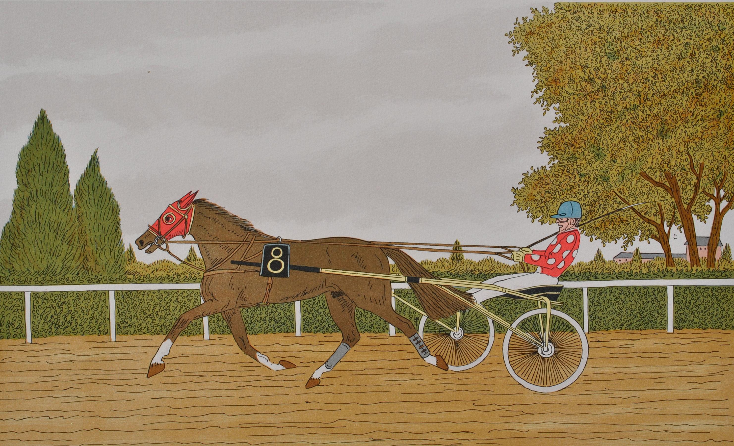 Cavallo: il fantino - Litografia originale, firmata a mano e con una tiratura di 100 copie. - Print Moderno di Vincent Haddelsey