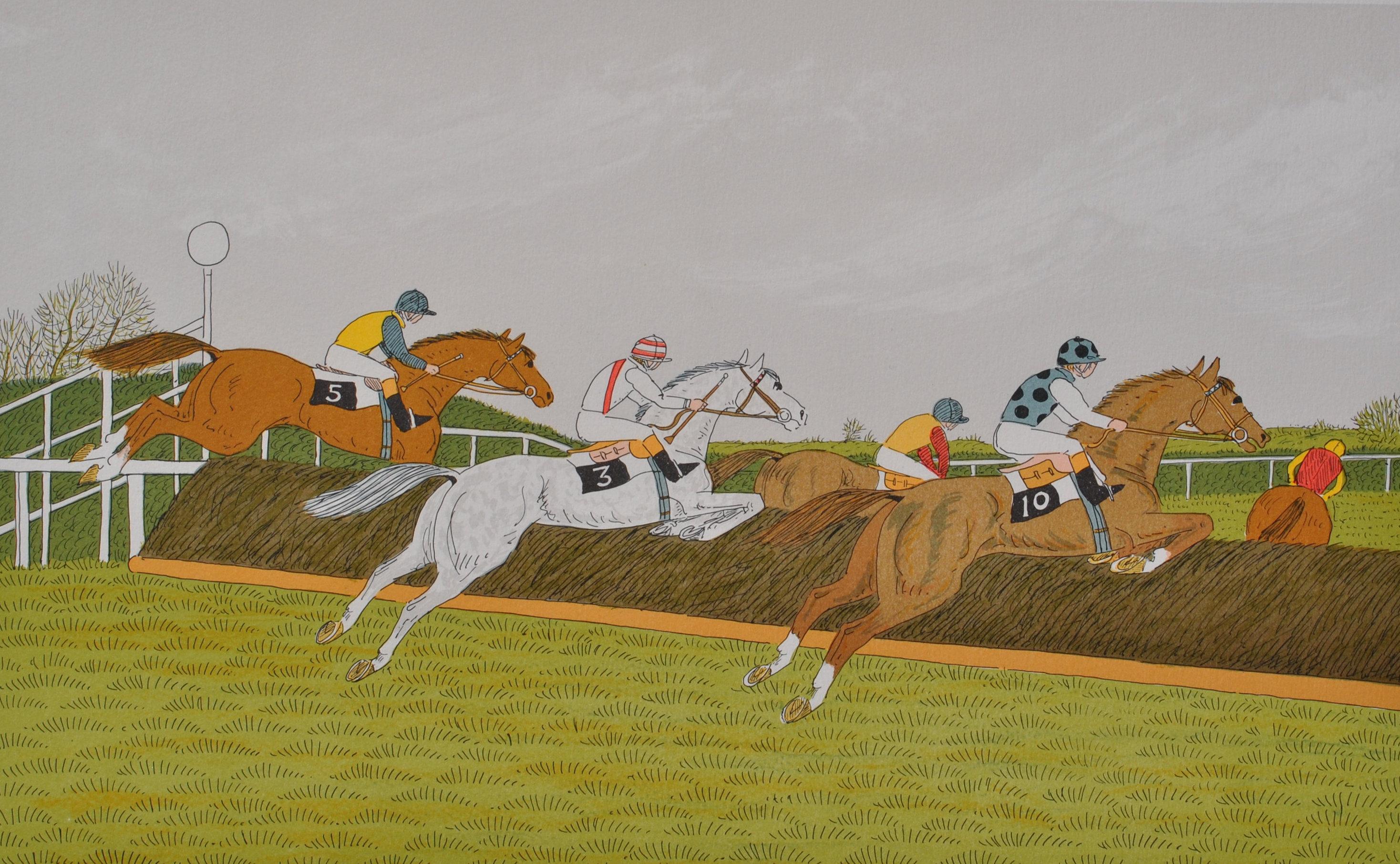 Caballo :  La carrera - Litografía original, FIRMADA A MANO & Ltd /100 - Print Moderno de Vincent Haddelsey