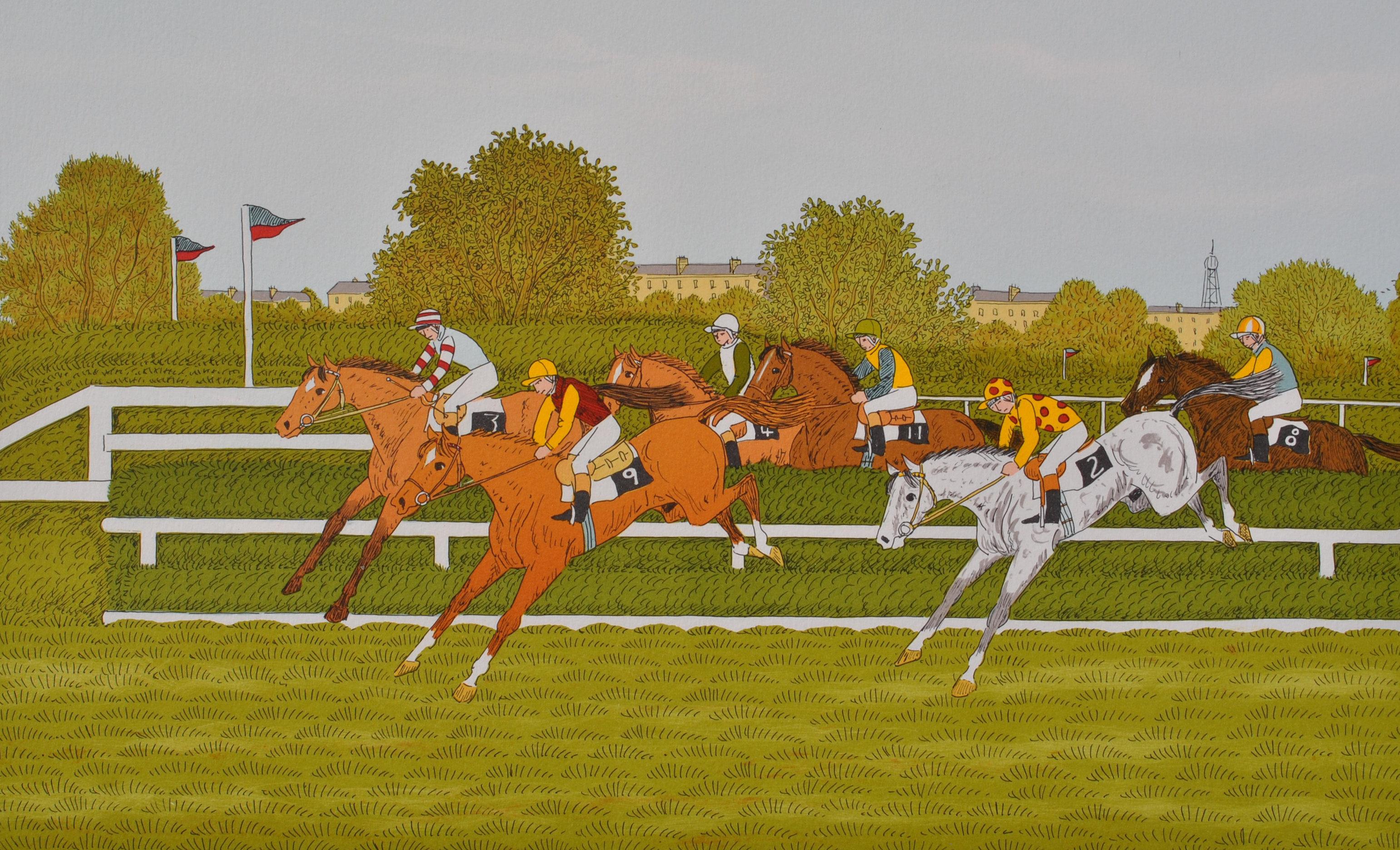 Caballo : La Carrera - Litografía Original, FIRMADA A MANO & Ltd /100 - Print Moderno de Vincent Haddelsey