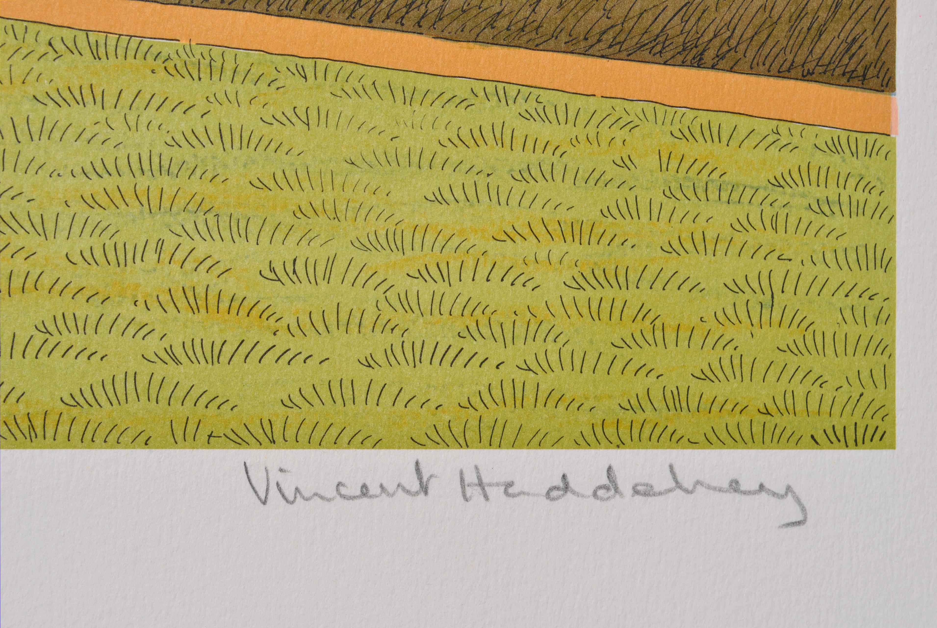 Caballo :  La carrera - Litografía original, FIRMADA A MANO & Ltd /100 - Animal Print Beige de Vincent Haddelsey