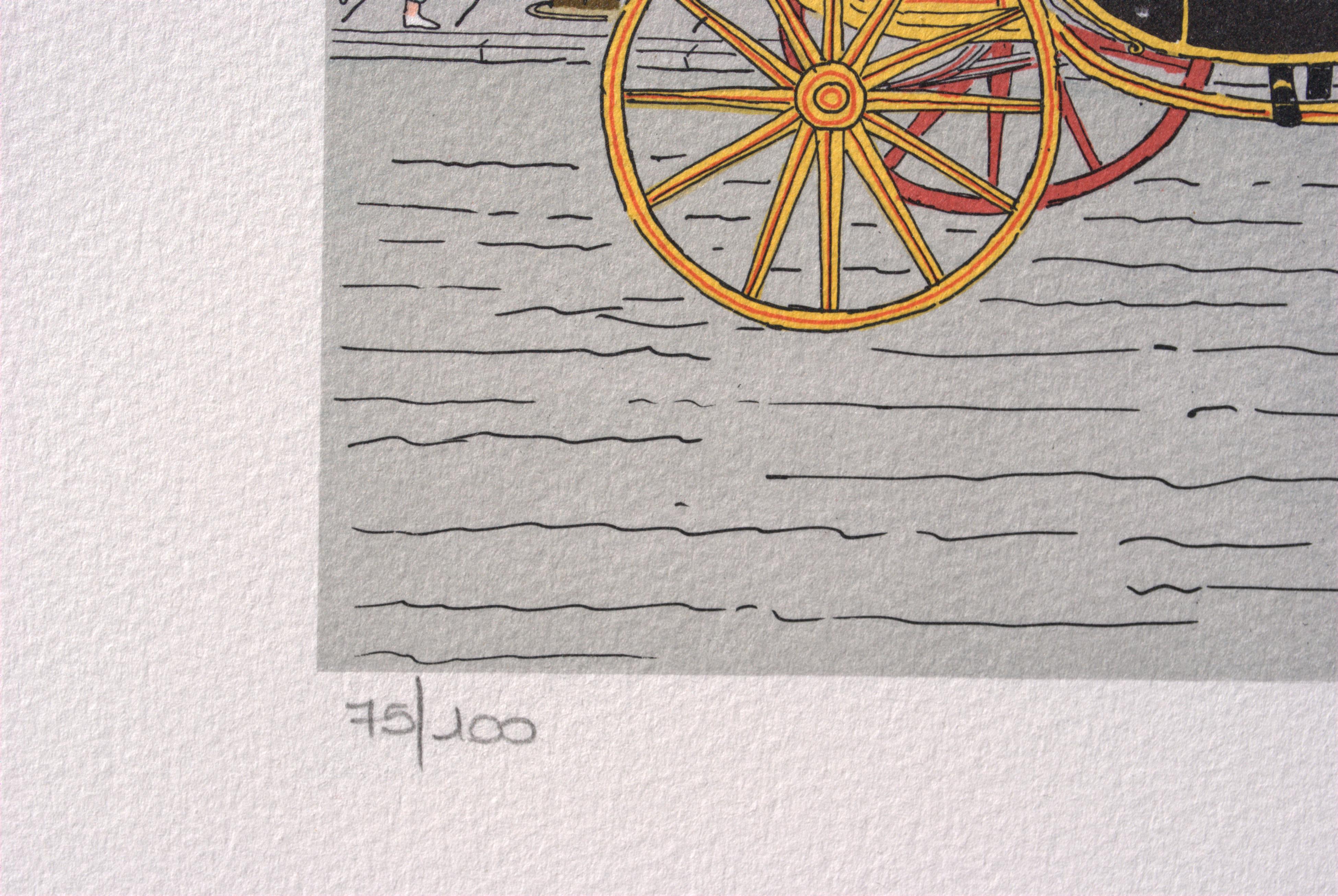 Vincent HADDELSEY (1934-2010)
Horse : The Royal Carriage, 1974

Original Lithograph
Handsigned in pencil
Numbered / 100
On Arches vellum 53 x 38 cm (c. 23 x 15 in)

Excellent condition