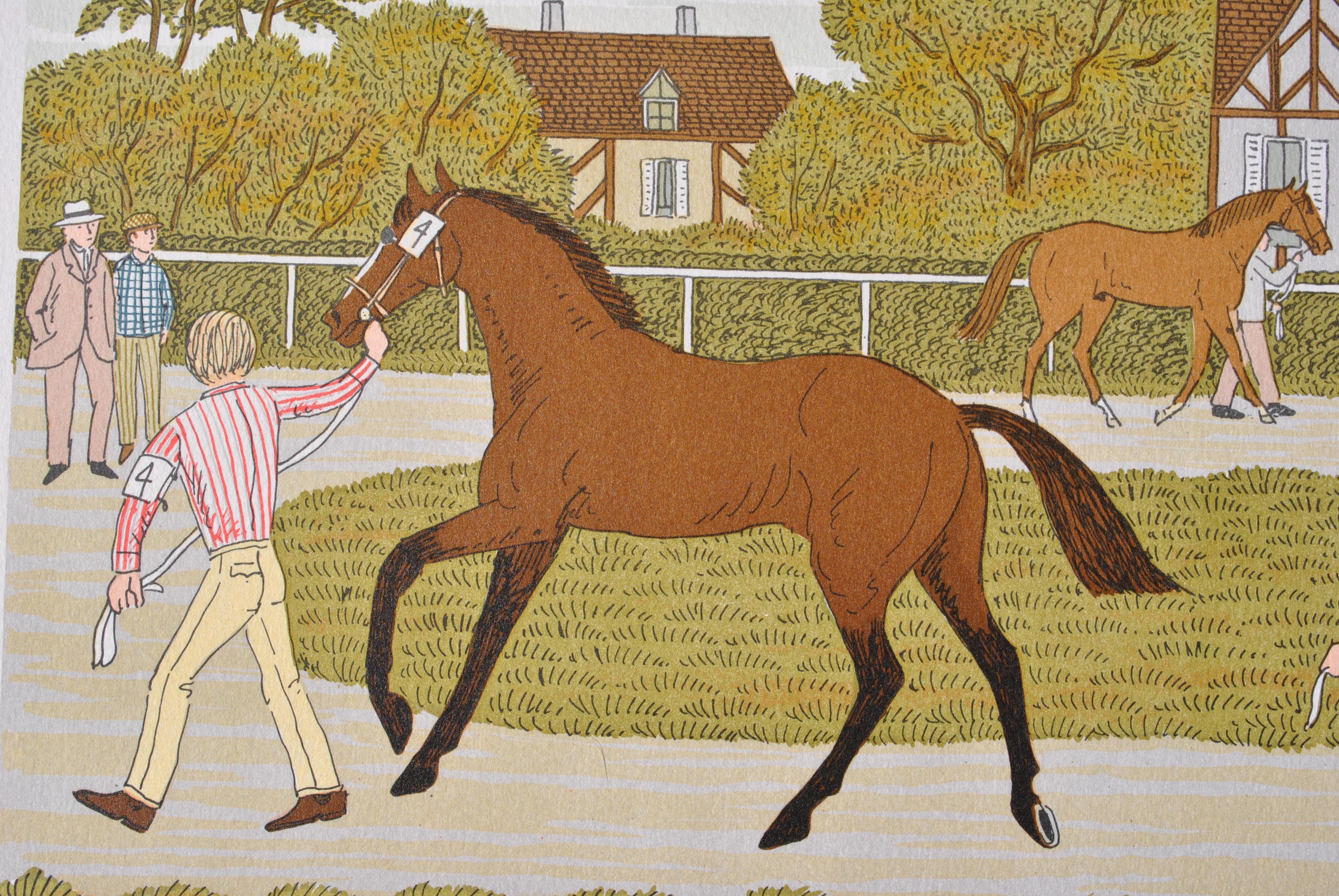 Cavallo: Addestramento alla Maison Laffite - Litografia originale, firmata a mano & Ltd /100 in vendita 1