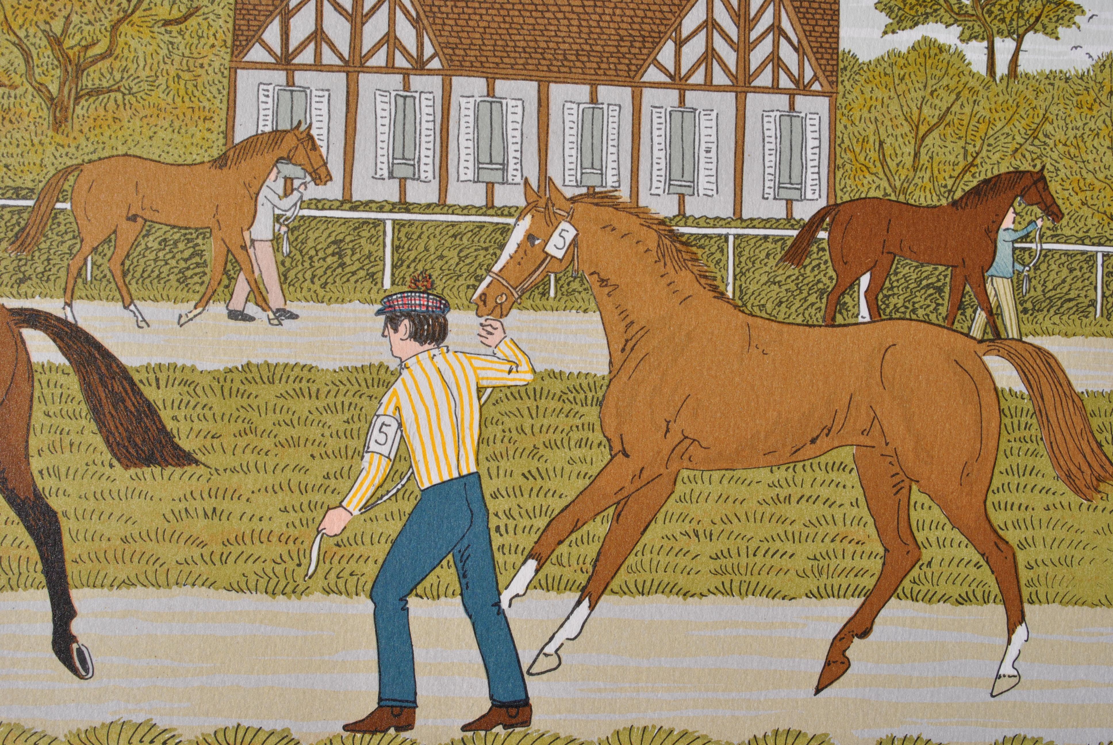 Cavallo: Addestramento alla Maison Laffite - Litografia originale, firmata a mano & Ltd /100 in vendita 2