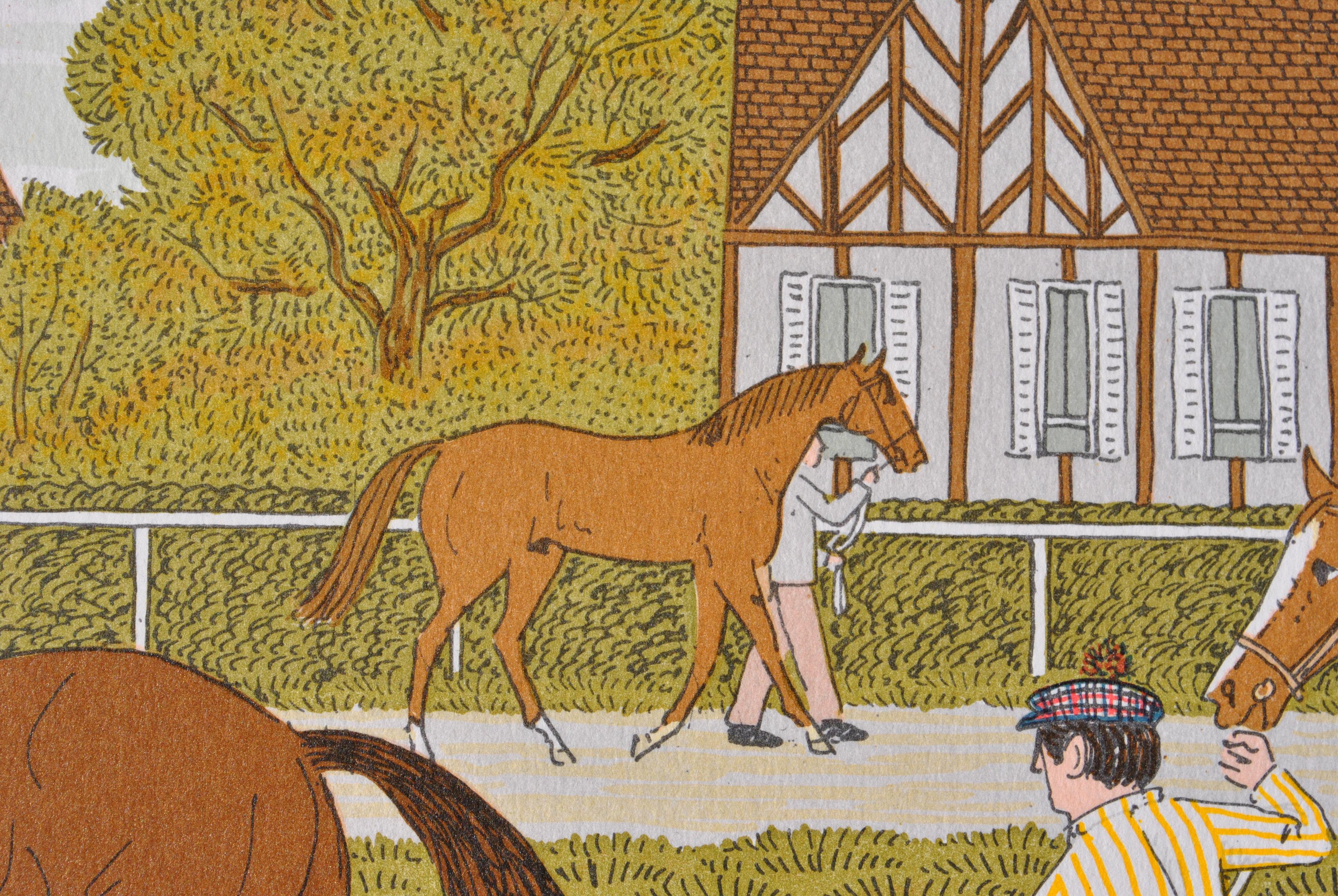 Cavallo: Addestramento alla Maison Laffite - Litografia originale, firmata a mano & Ltd /100 in vendita 3