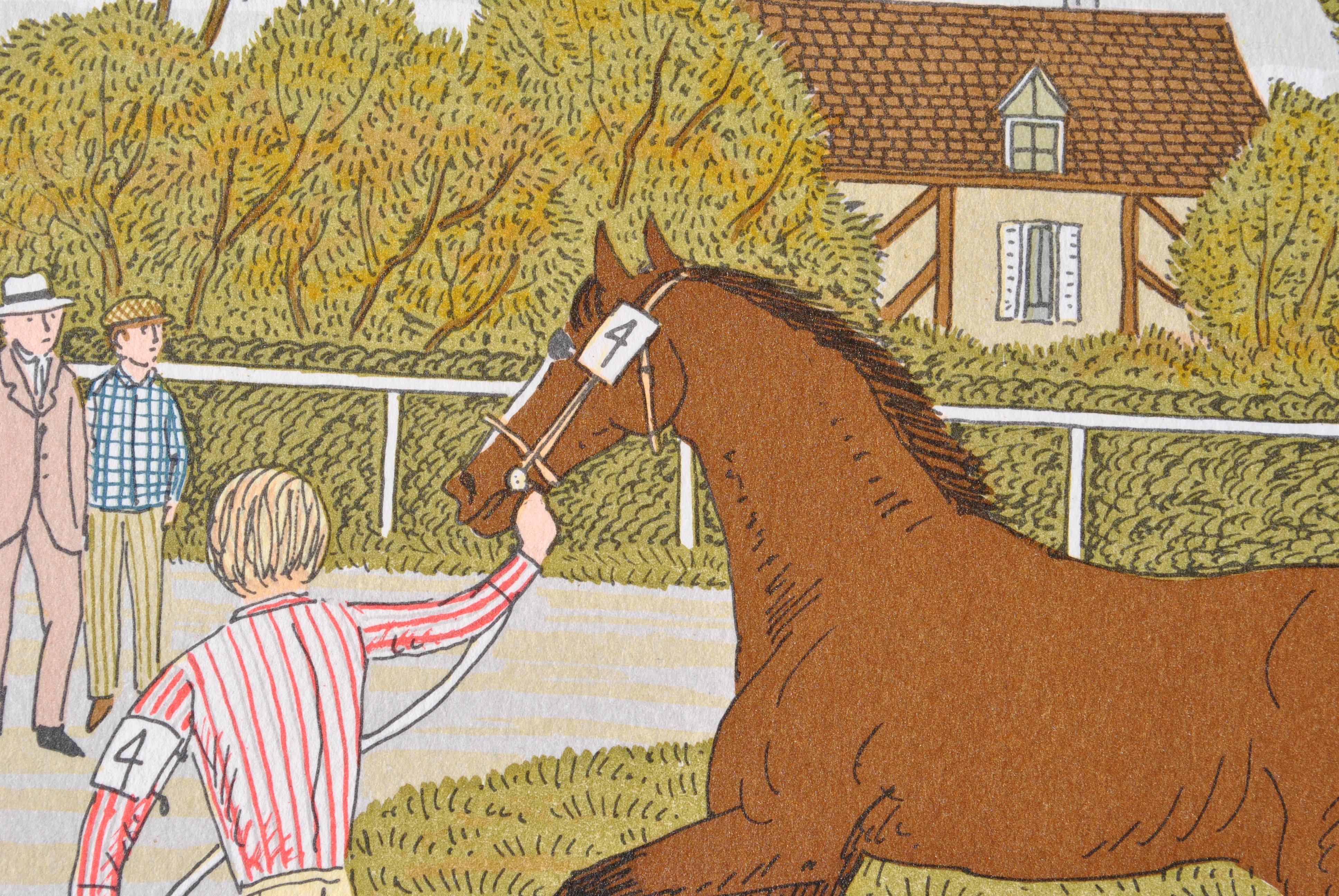 Cavallo: Addestramento alla Maison Laffite - Litografia originale, firmata a mano & Ltd /100 in vendita 4