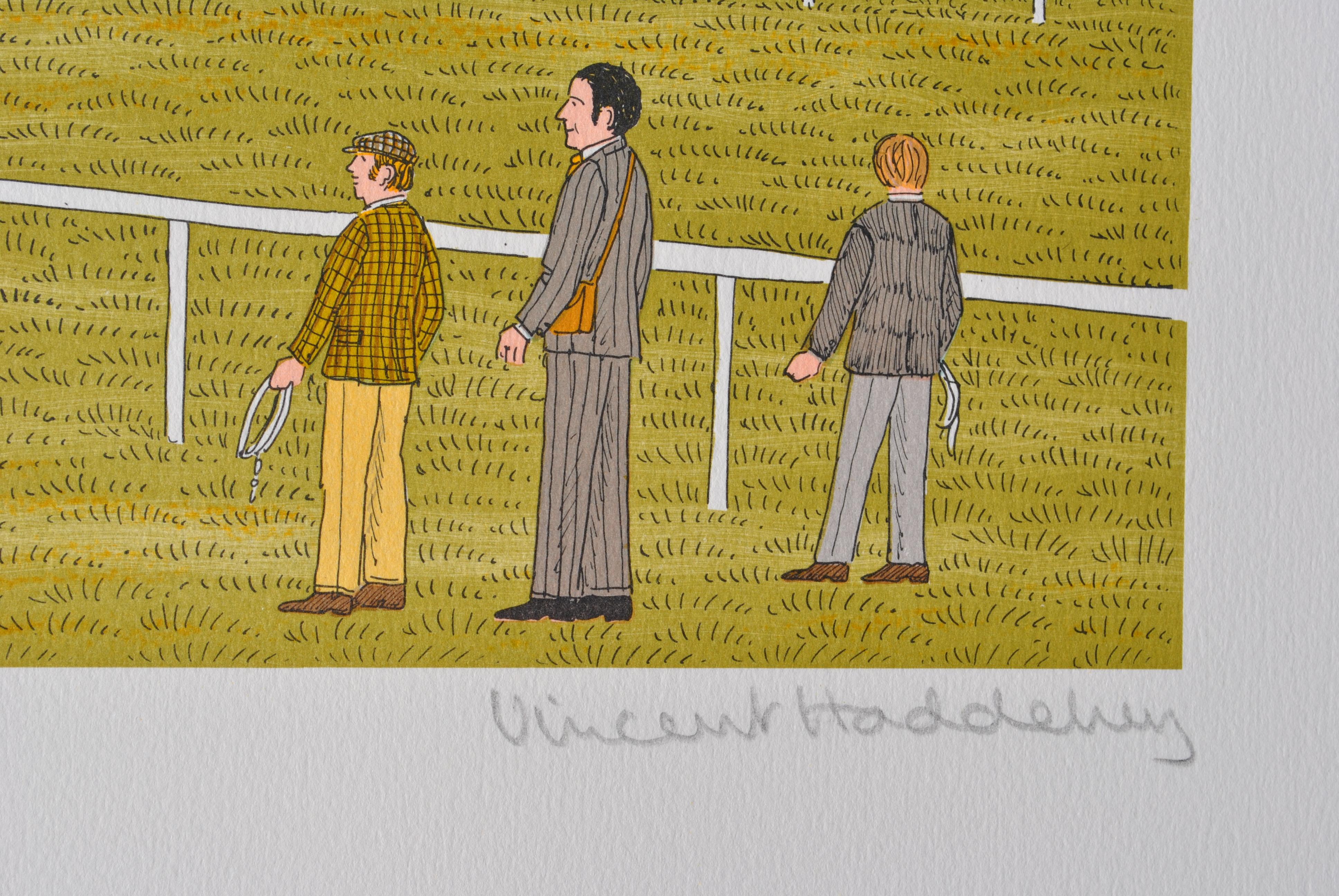 Cavallo: Up & Up alla Maison Laffite - Litografia originale, firmata a mano & Ltd /100 - Print Moderno di Vincent Haddelsey