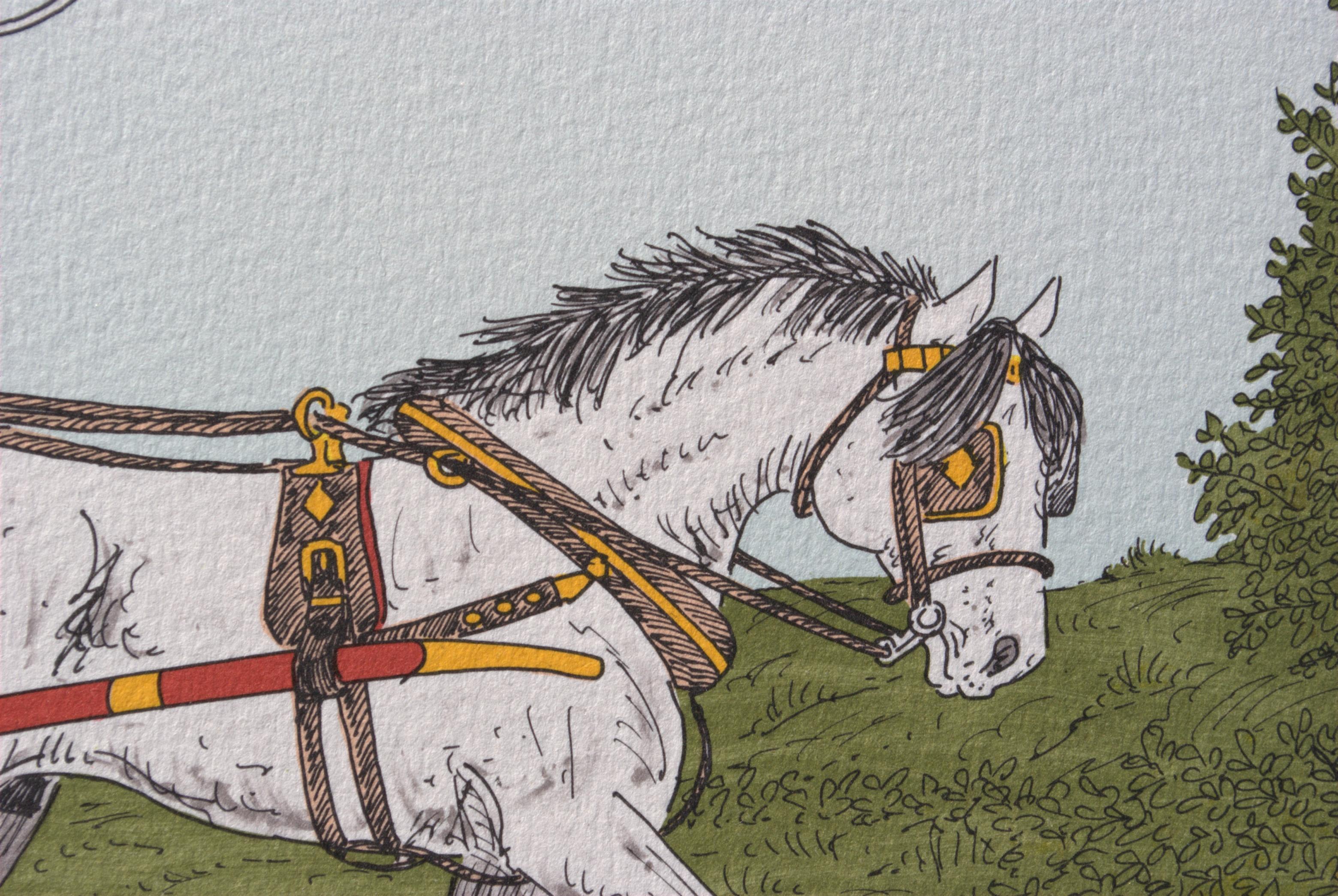 Cavallo :  Donna con cappello giallo - Litografia originale, firmata a mano e Ltd /100 in vendita 2