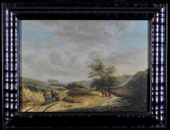 Figures in a Dune Landscape - 18th Century Dutch Old Master Oil Painting 