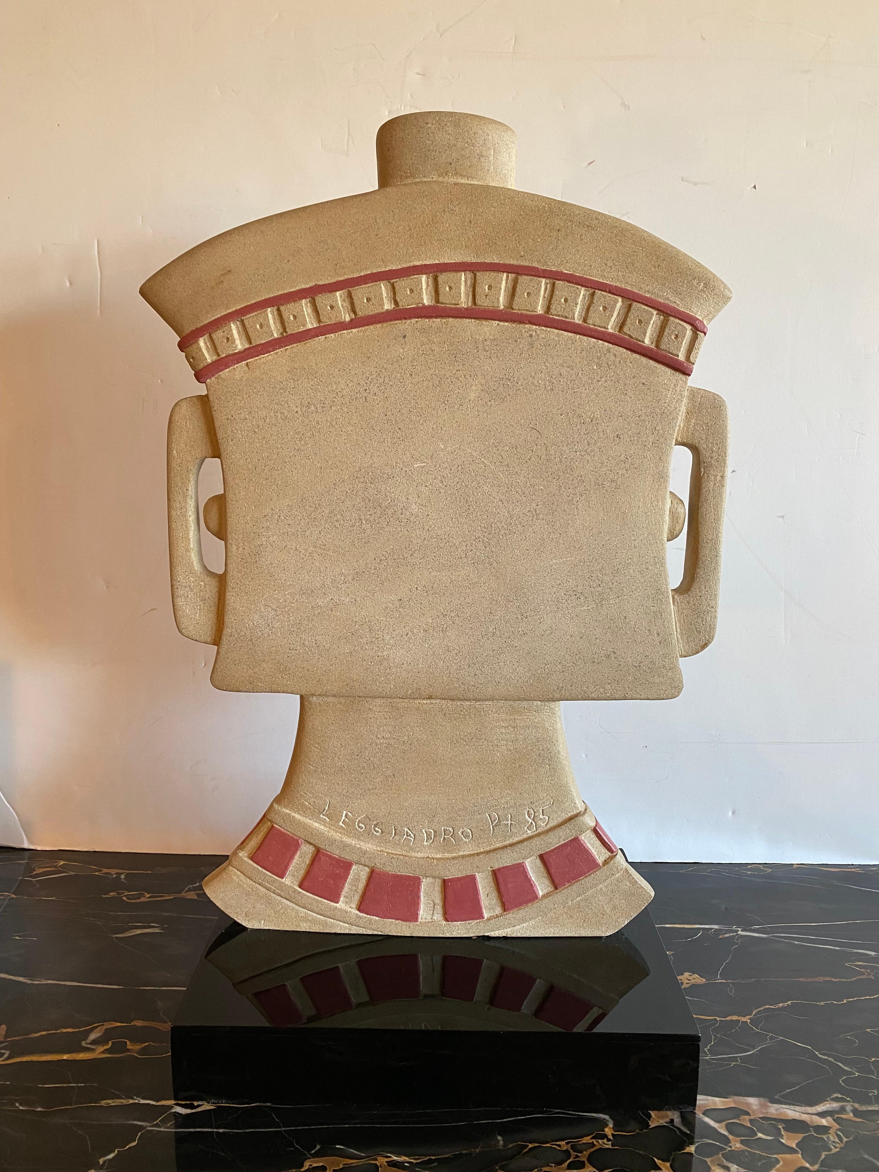 Aztec Head - Sculpture by Vincent Leggiadro
