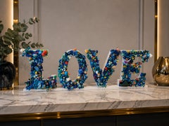 VINCENT L - Blue Love Sculpture, made with Small Collectible Figurines
