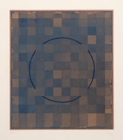 Blue Composition, Abstract Geometric Etching by Vincent Longo