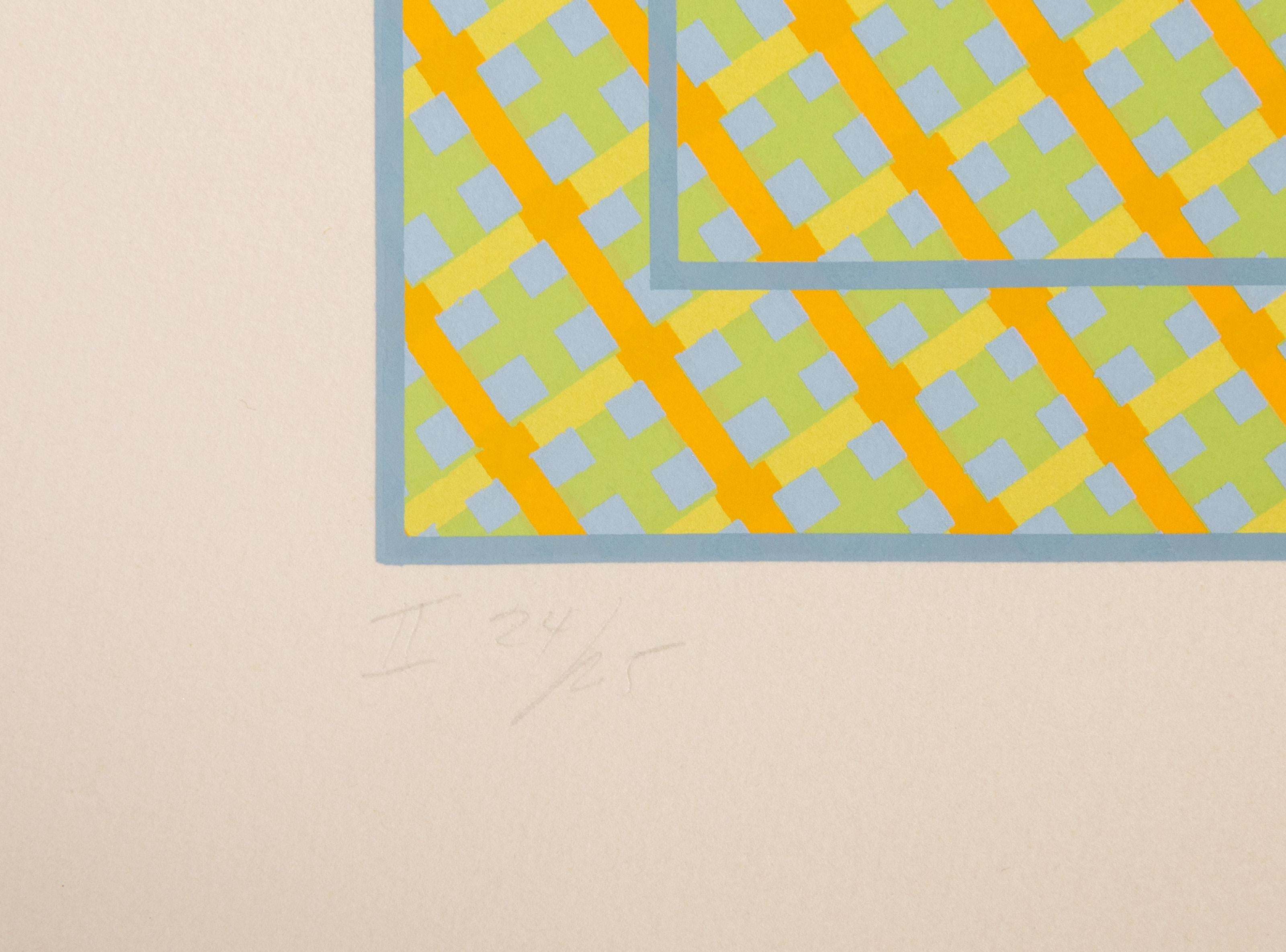 Composition jaune, bleue et verte - Sérigraphie géométrique de Vincent Longo en vente 2