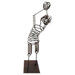 Used Vincent Magni Steel Basketball Player Sculpture