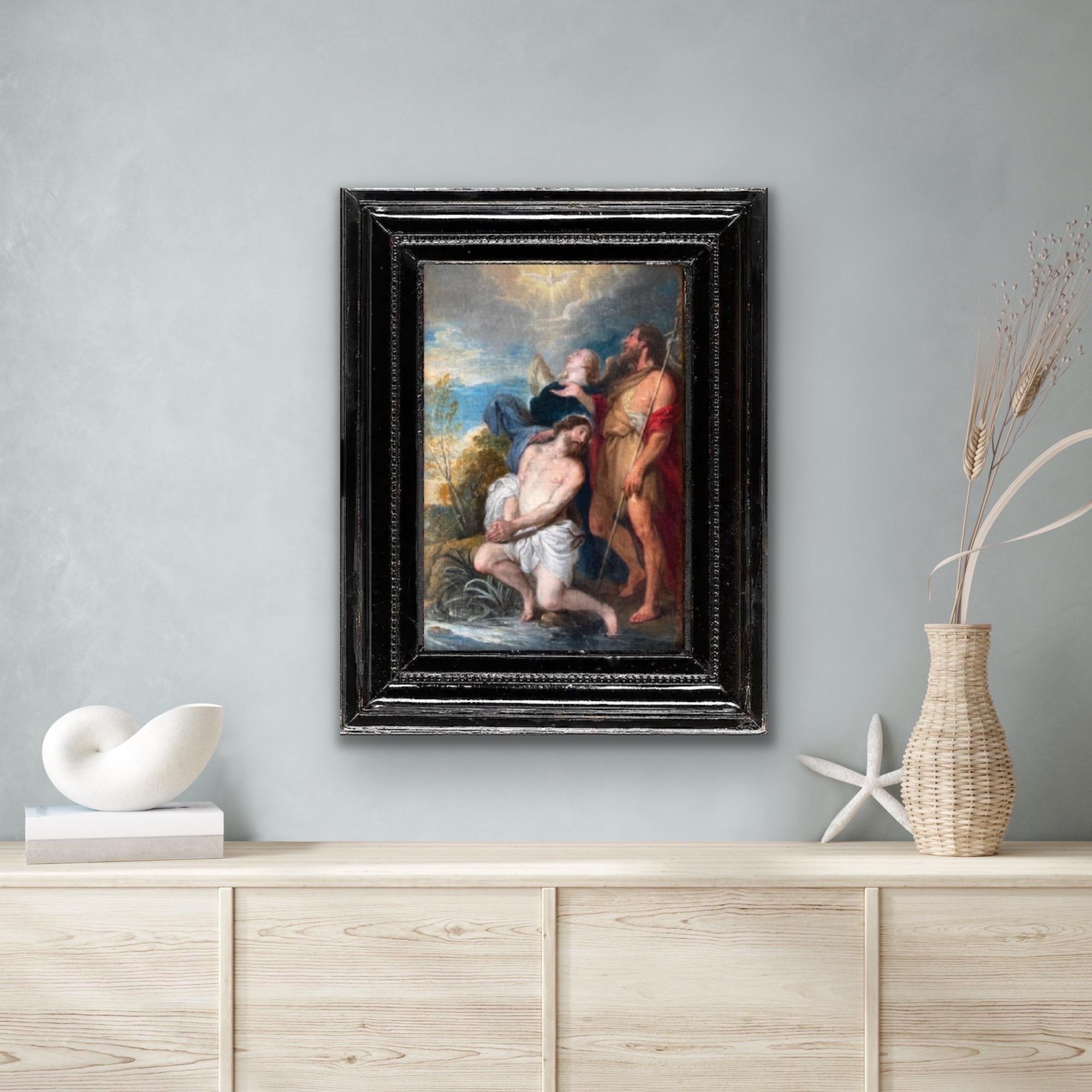 17th century Flemish Italian Old Master - The baptism of Christ - Religious For Sale 3