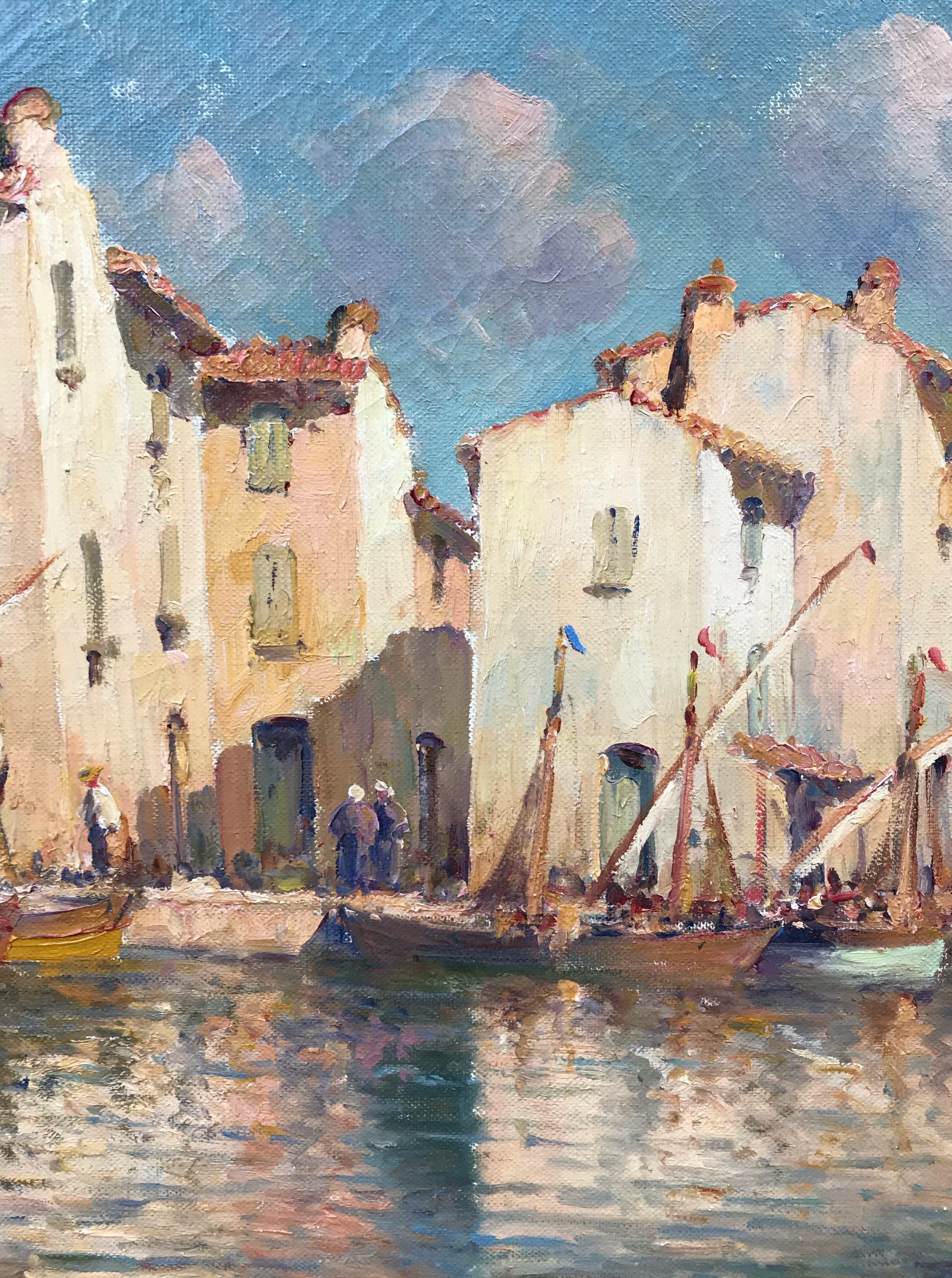 Vincent MANAGO (1880-1936) - Les Martigues French Riviera - Post-Impressionist Painting by Vincent Manago