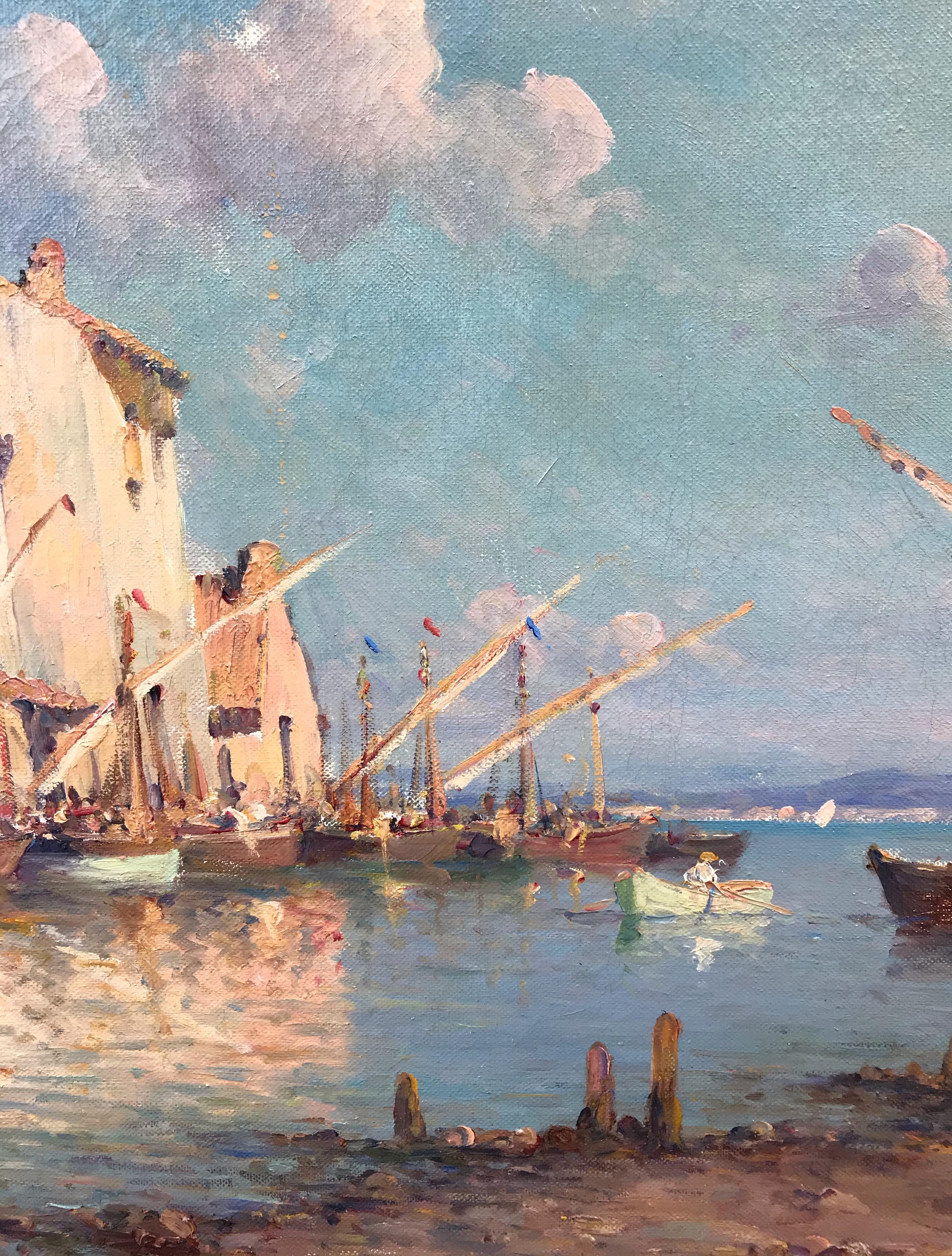 Vincent MANAGO (1880-1936) - Les Martigues French Riviera - Beige Landscape Painting by Vincent Manago