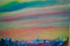 London Suburb - Late 20th Century Landscape Oil in London by Milne