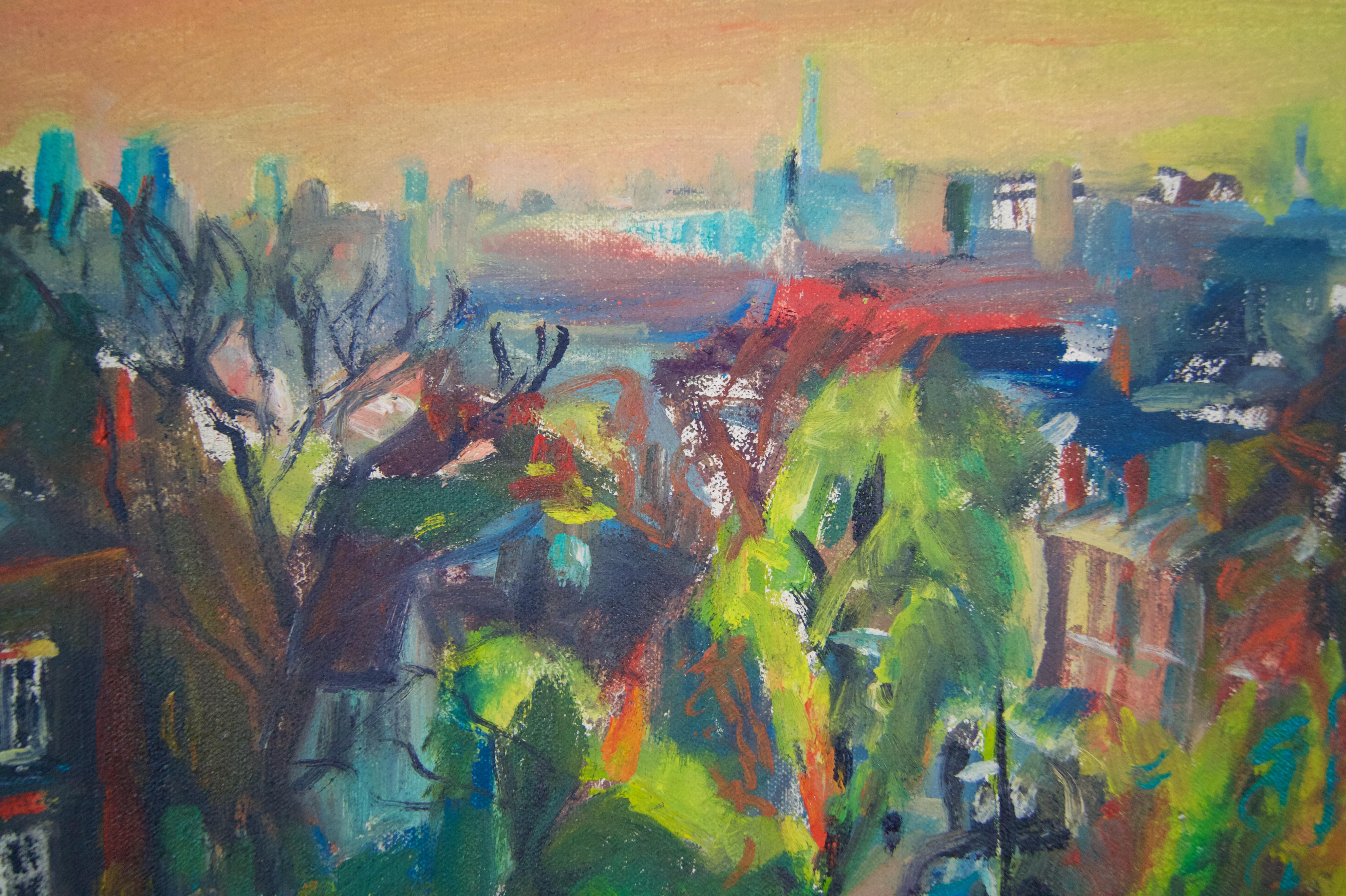 London Suburb - Late 20th Century Landscape Oil in London by Milne - Contemporary Art by Vincent Milne