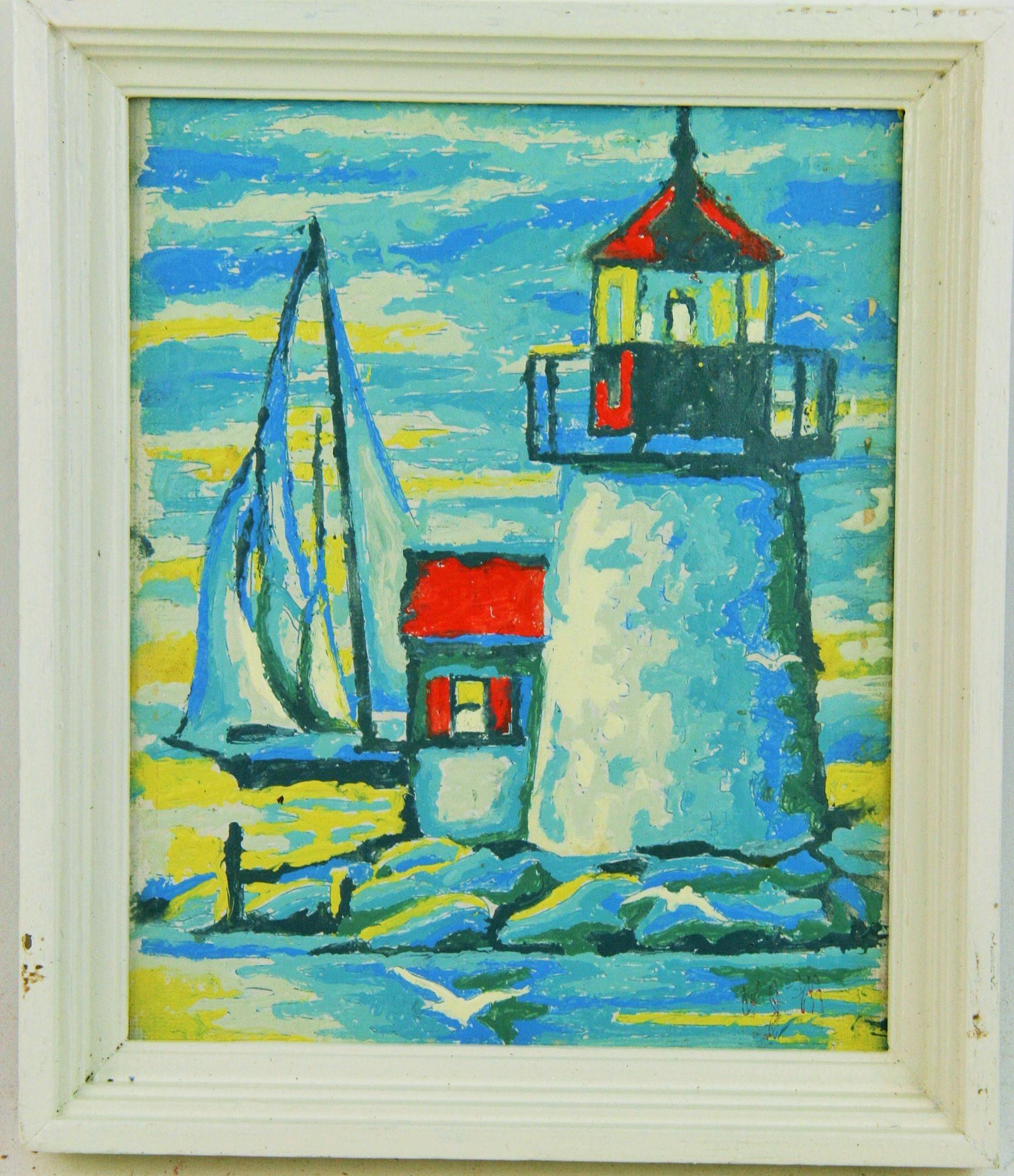 Vincent Montega Landscape Painting - New England Lighthouse Landscape