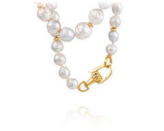 Vincent Peach Baroque White Fireball Freshwater Pearl Strand Necklace