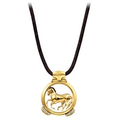 Vincent Peach Equestrian 14 Karat Gold Finnhorse Pendant Necklace