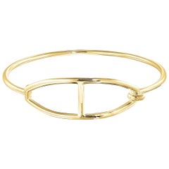 Vincent Peach Equestrian 14 Karat Yellow Gold Buckle Bangle Bracelet