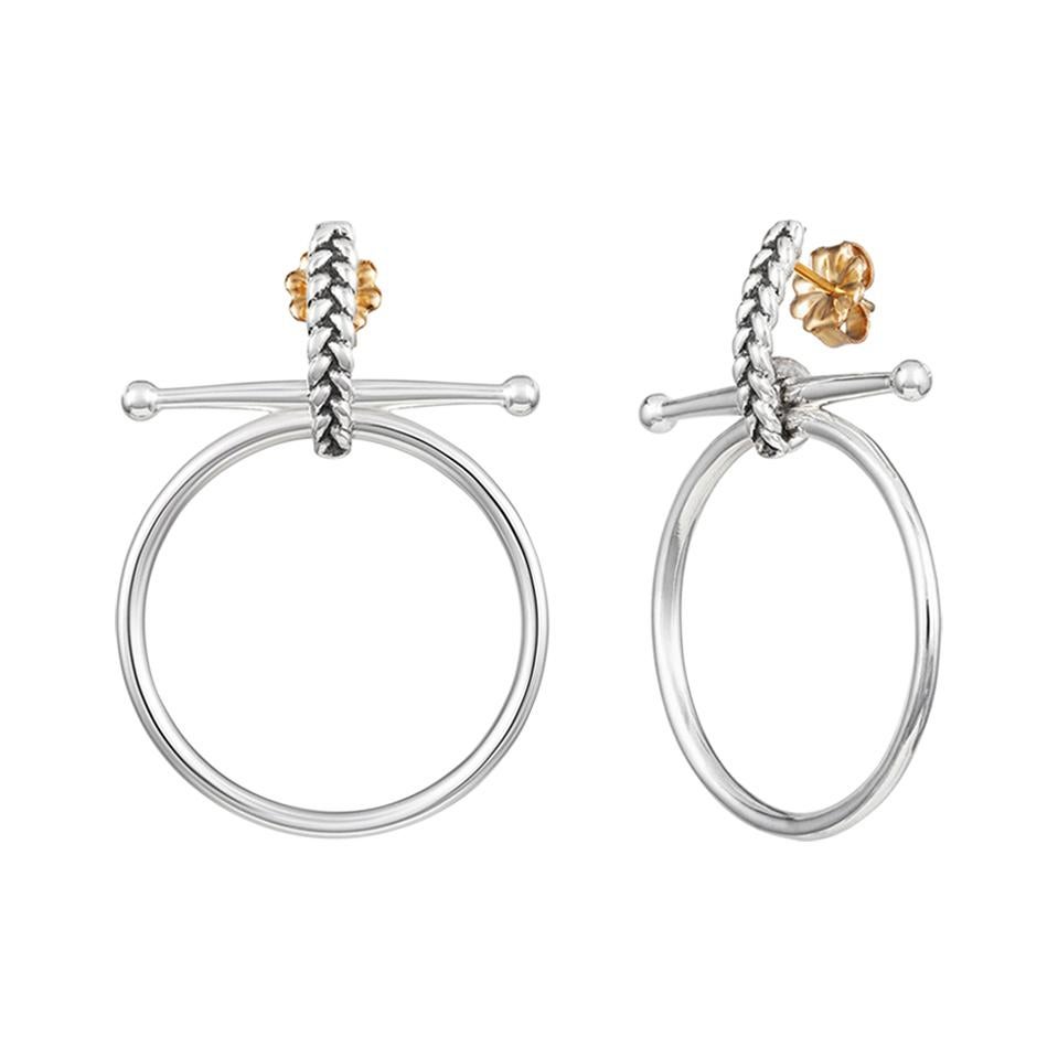 Part of the Vincent Peach Equestrian Collection, the Fulmer Bit Earrings have a 14kt Yellow Gold Snaffle Bit Hoop and Signature Braided Design, with a Gold Fill Post. These earrings are 1.75