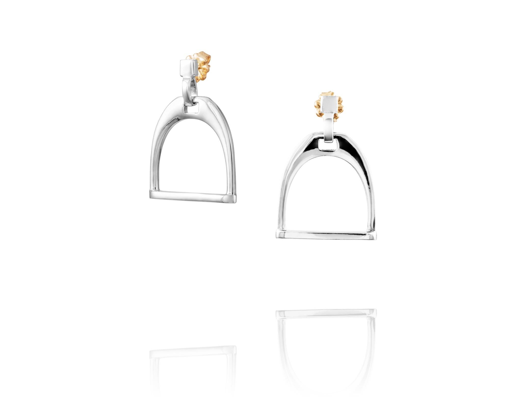 Part of the Vincent Peach Equestrian Collection, the Stirrup Earrings are 1.5