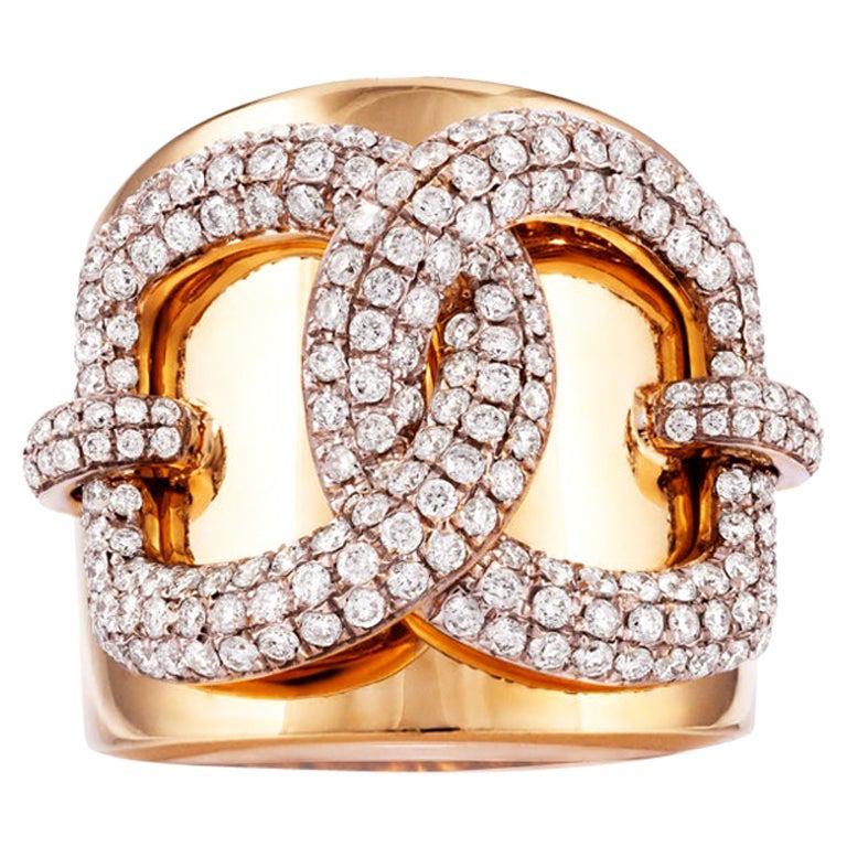 For Sale:  Vincent Peach Equestrian 18 Karat Yellow Gold Snaffle Lock Diamond Ring