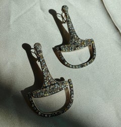 Vincent Peach Equestrian Episodic Diamond Bit Hoop Earrings