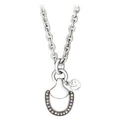 Vincent Peach Equestrian Silver Diamond Churchill Downs Chain Pendant Necklace