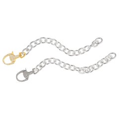 Vincent Peach Equestrian Silver Diamond Lock Chain Bracelet